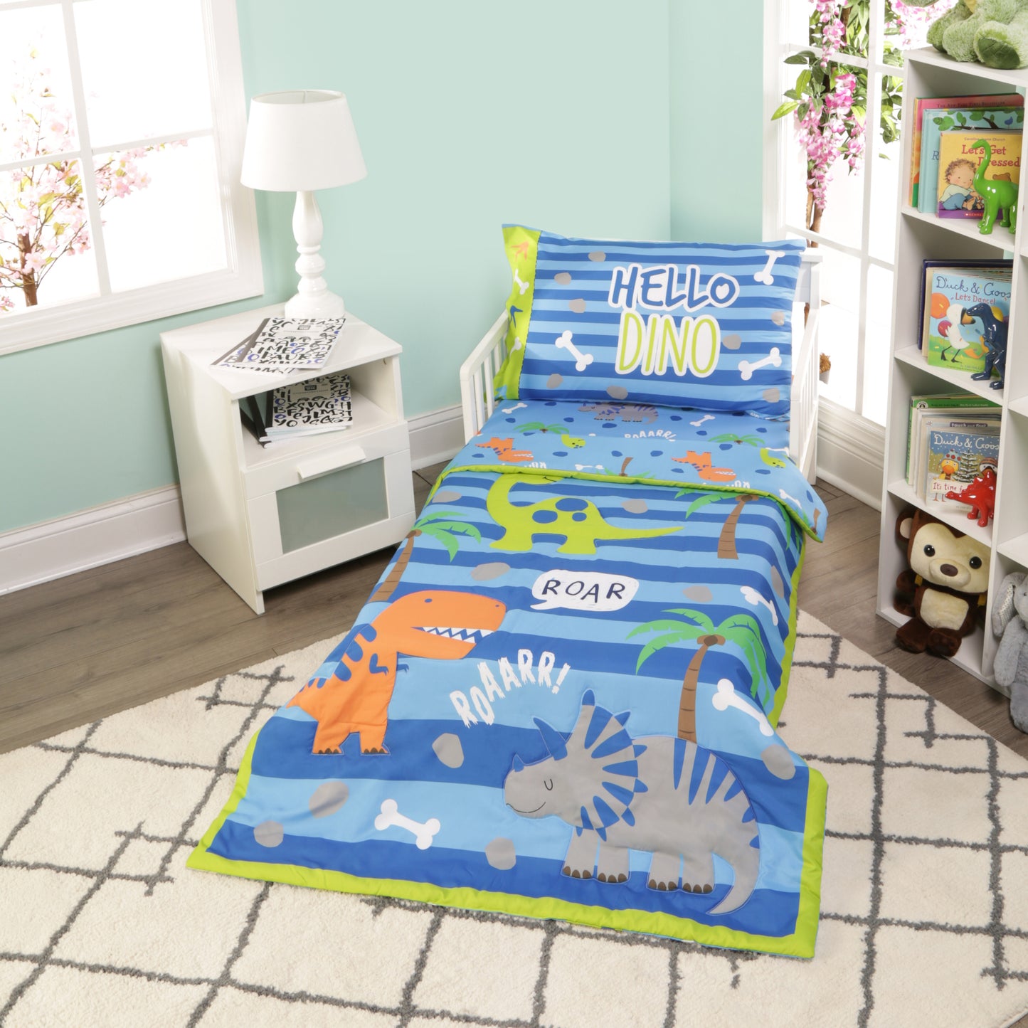 4 Piece Toddler Bedding Set – Roaring Dinosaurs