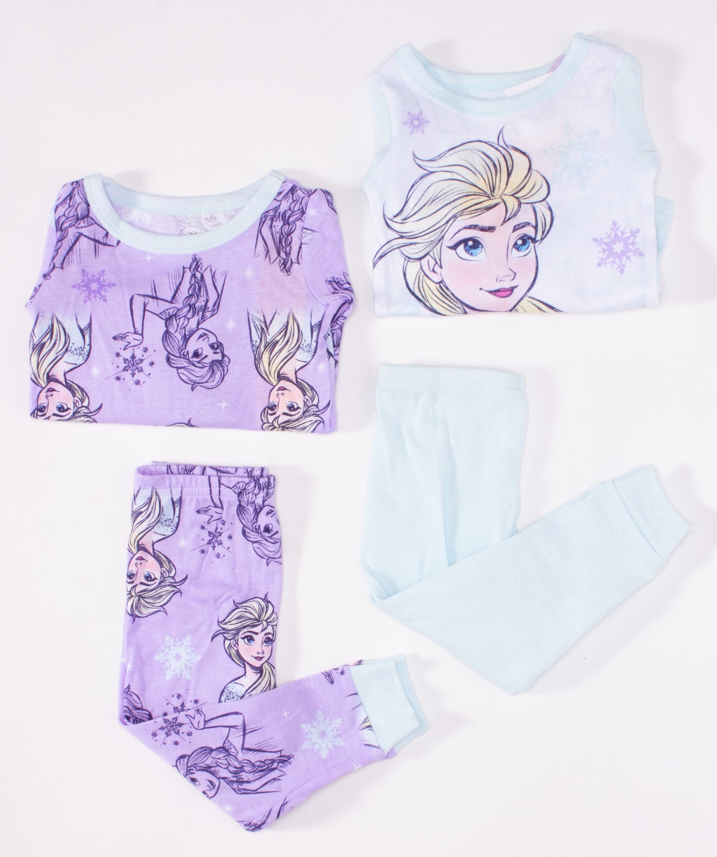 Disney Frozen Toddler Girls 4-Piece Pajama Set – Elsa Long Sleeve Tops and Matching Pajama Pants Sleepwear