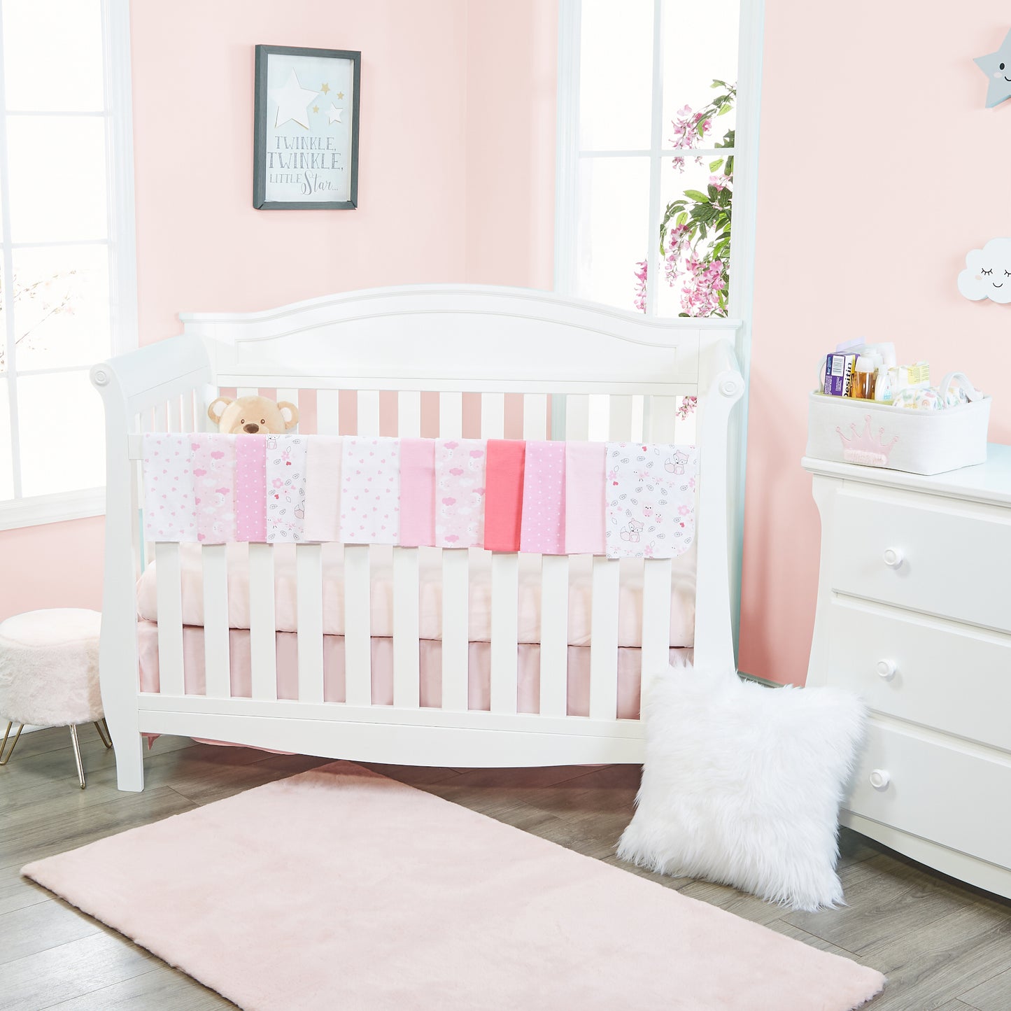 12 Pack Burp Cloths for Baby Girl