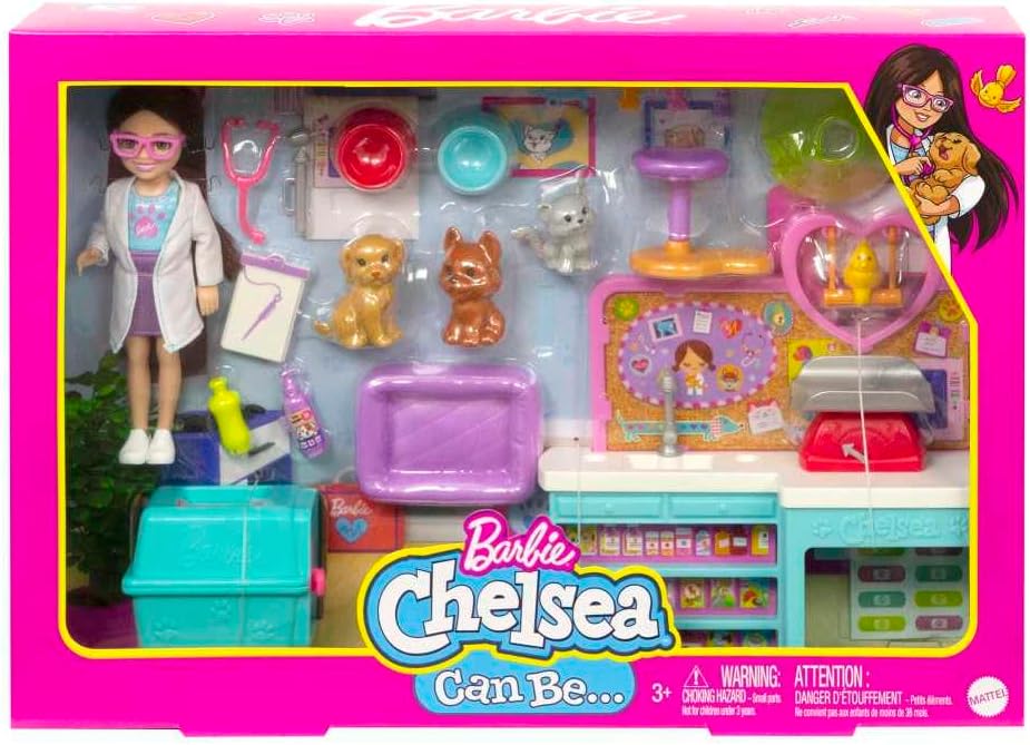 Barbie Chelsea Can Be Veterinarian Playset with Doll, Pets, and Clinic Accessories