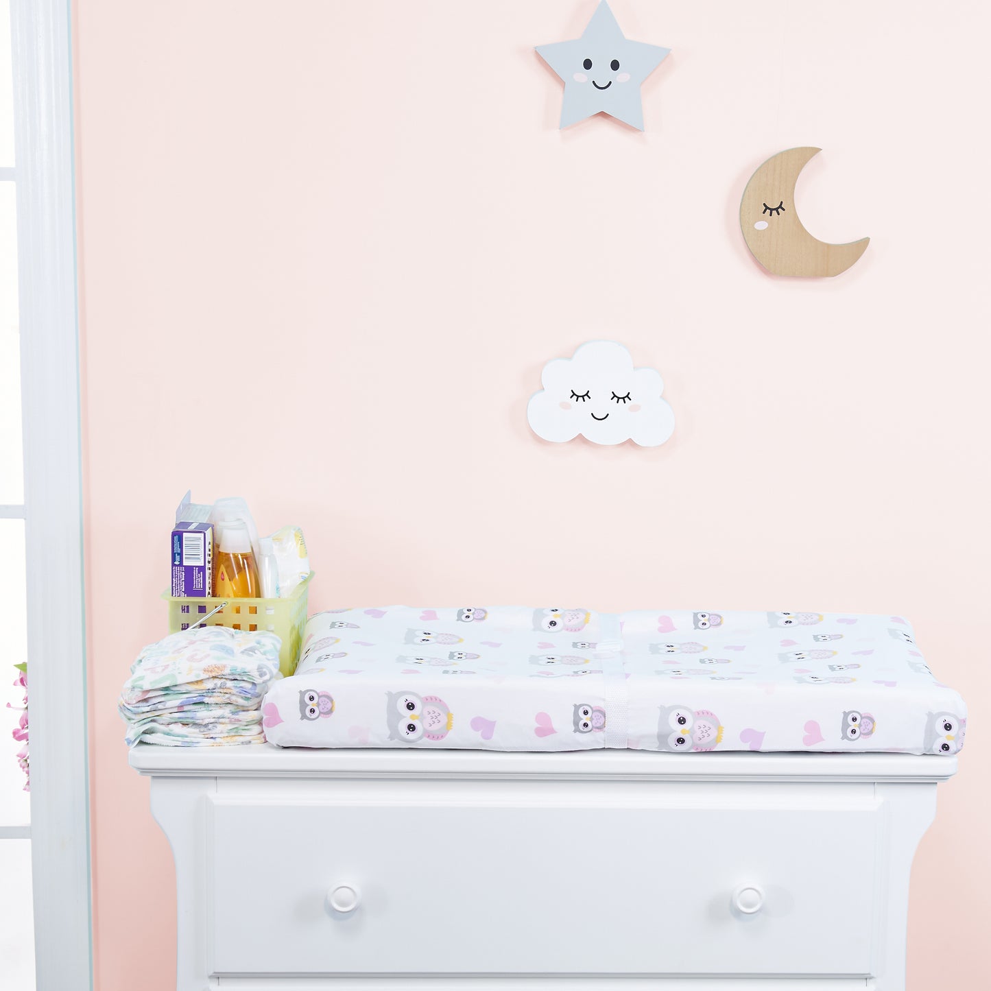 2 Pack Baby Changing Pad Covers - Owls/Pink