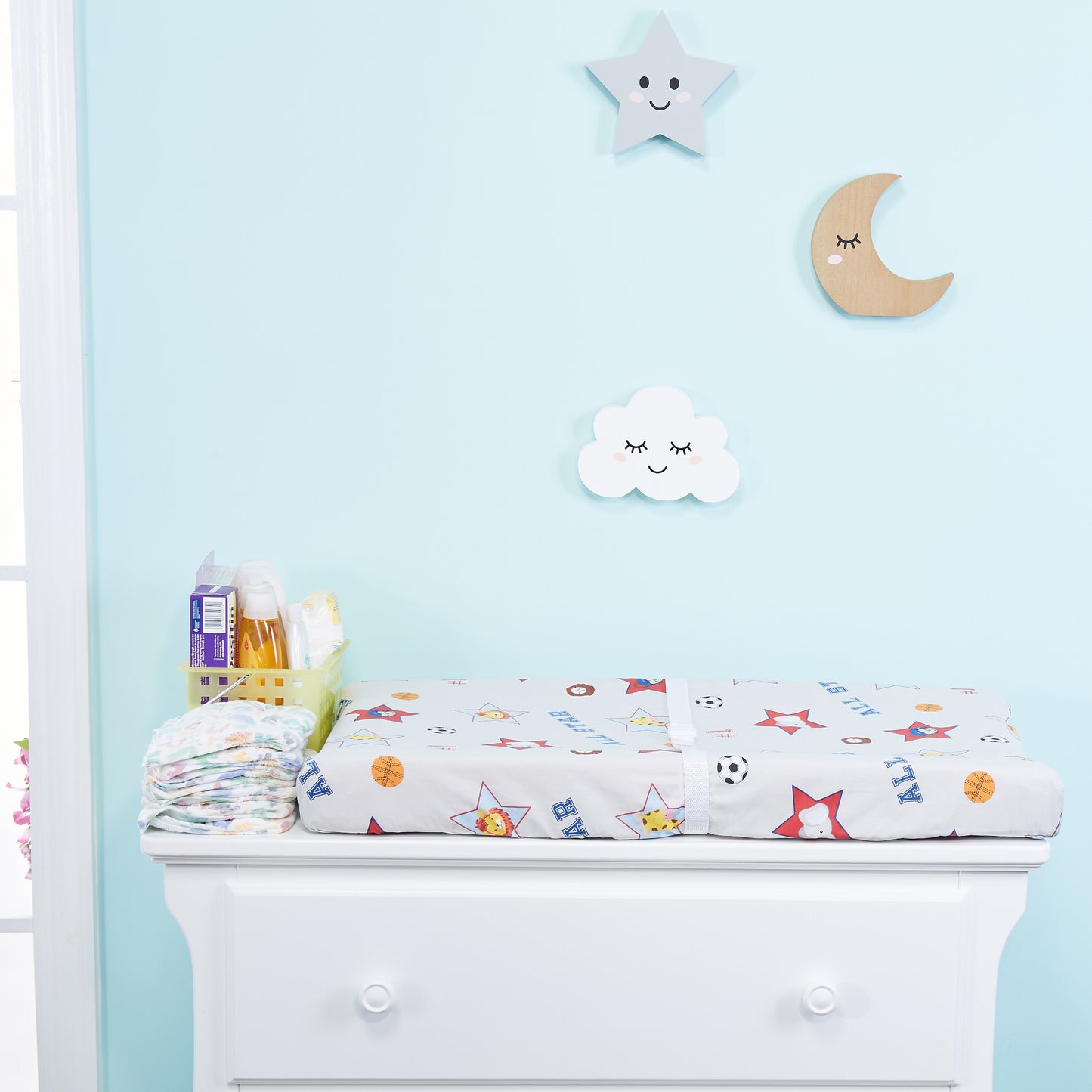 2 Pack Baby Changing Pad Covers - Jungle Sports/Blue