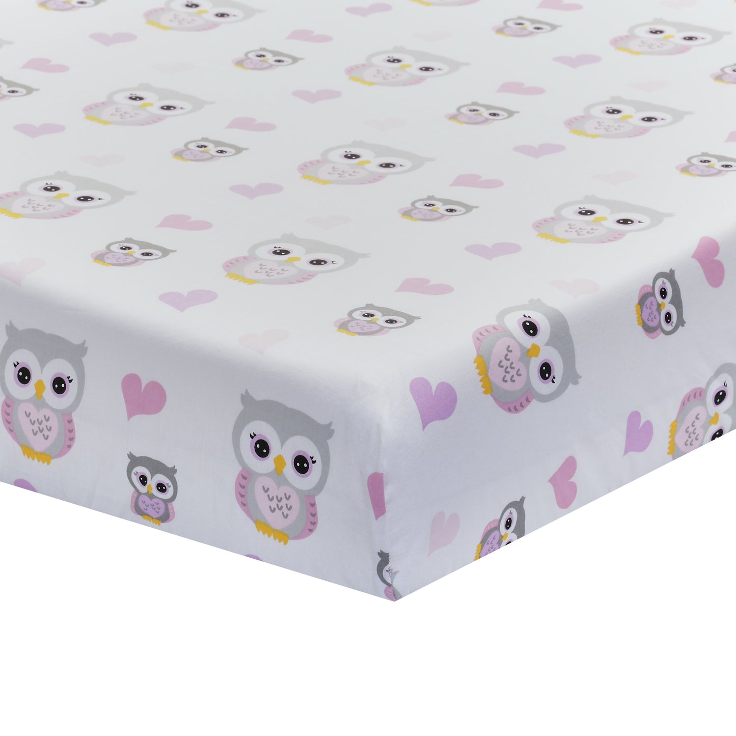2 Pack Fitted Girls Crib Sheet - Owls/Pink