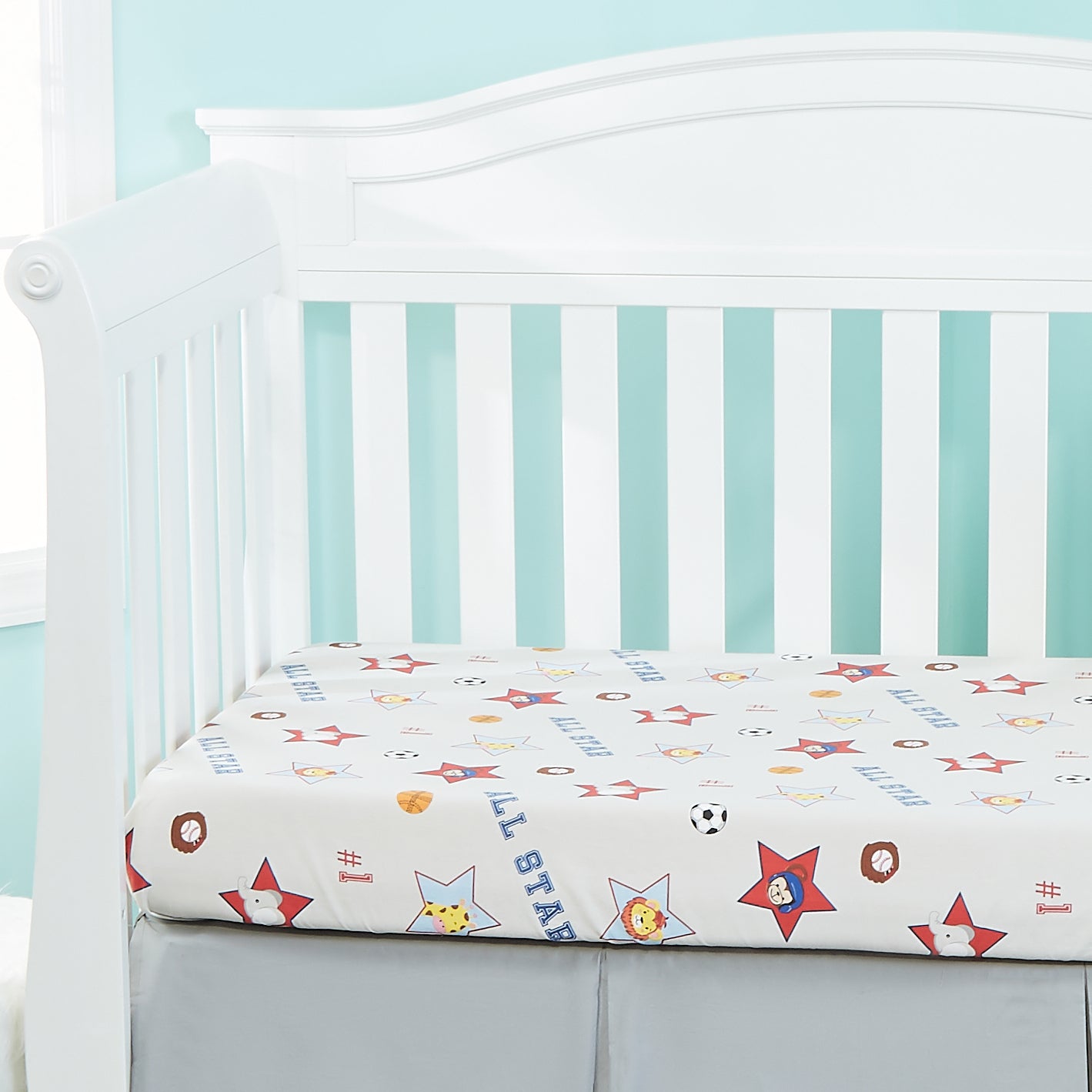 2 Pack Fitted Boys Crib Sheets - Jungle Sports/Blue