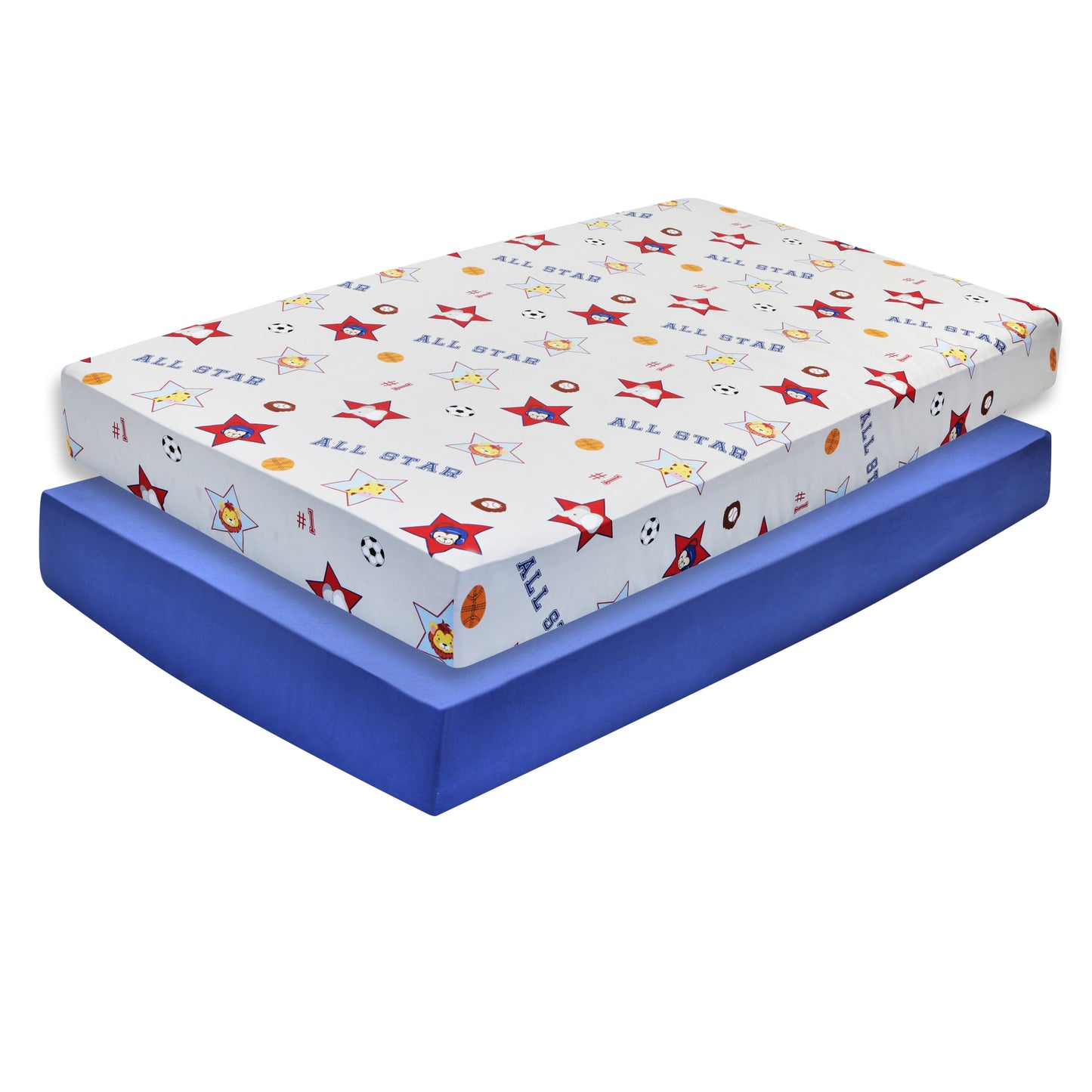 2 Pack Fitted Boys Crib Sheets - Jungle Sports/Blue
