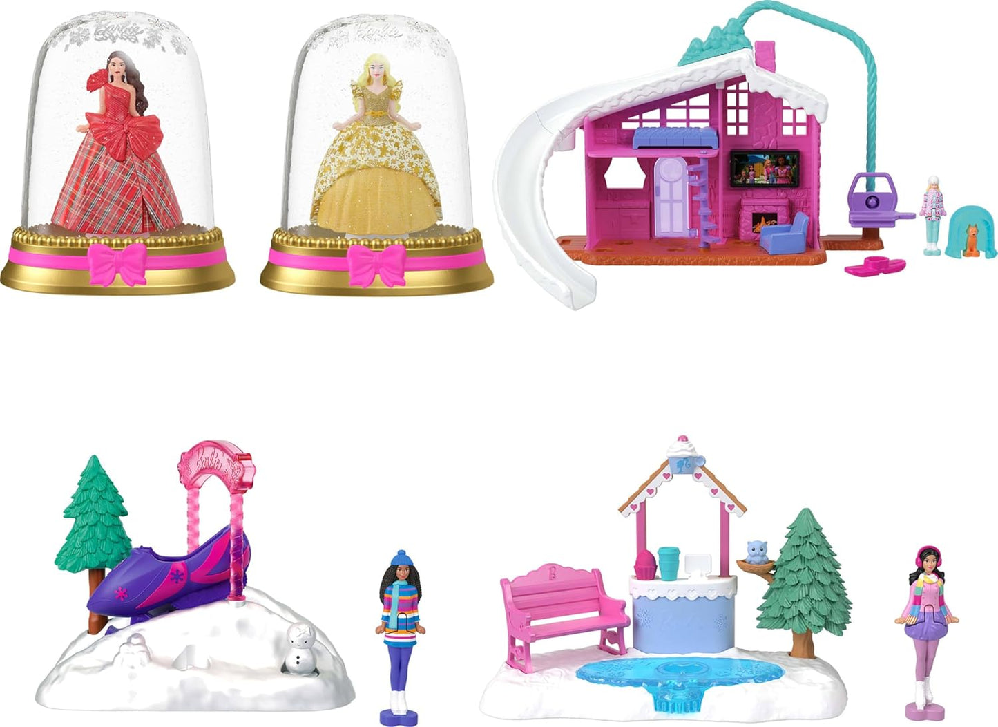 Barbie Mini BarbieLand Winter Chalet Playset – Snow Adventure House with Dolls, Accessories & 3 Surprises