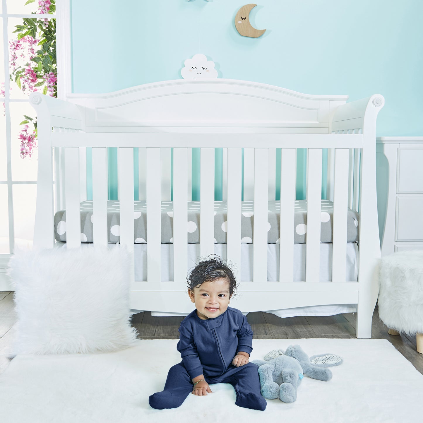 4 Pack Baby Boy Whales Sleepers with Zippers