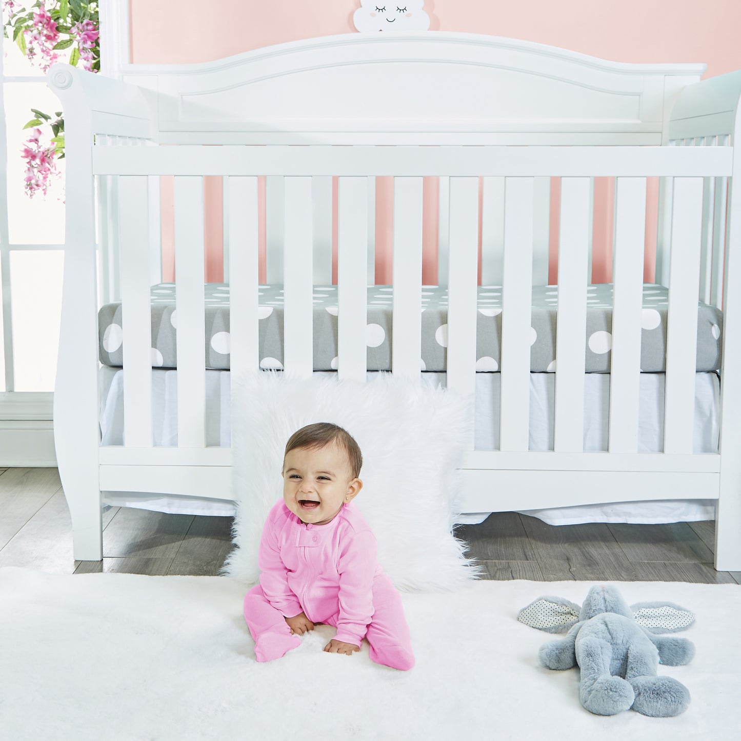 4 Pack Baby Girl Moons and Clouds Sleepers with Zippers - Newborn