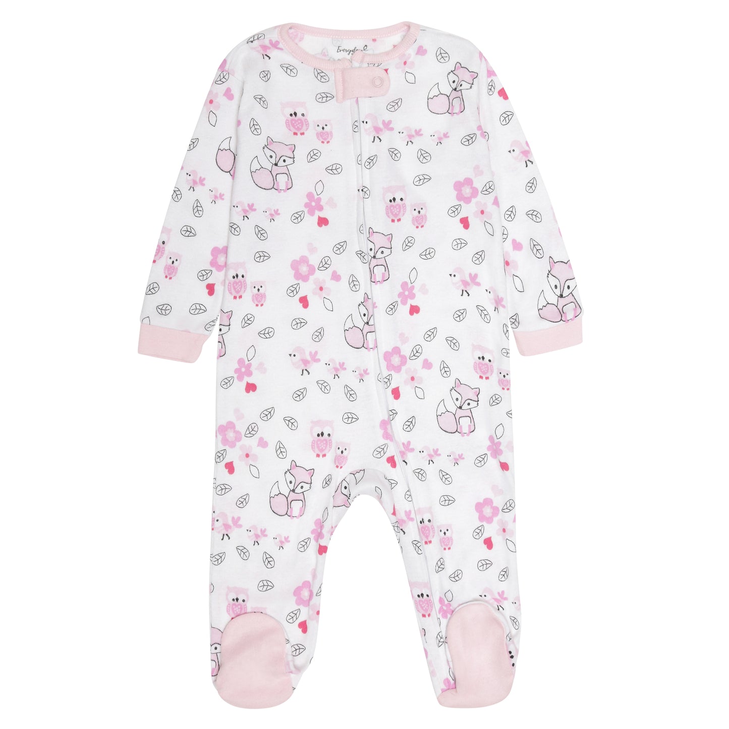 4 Pack Baby Girl Woodland Sleepers with Zippers - Newborn