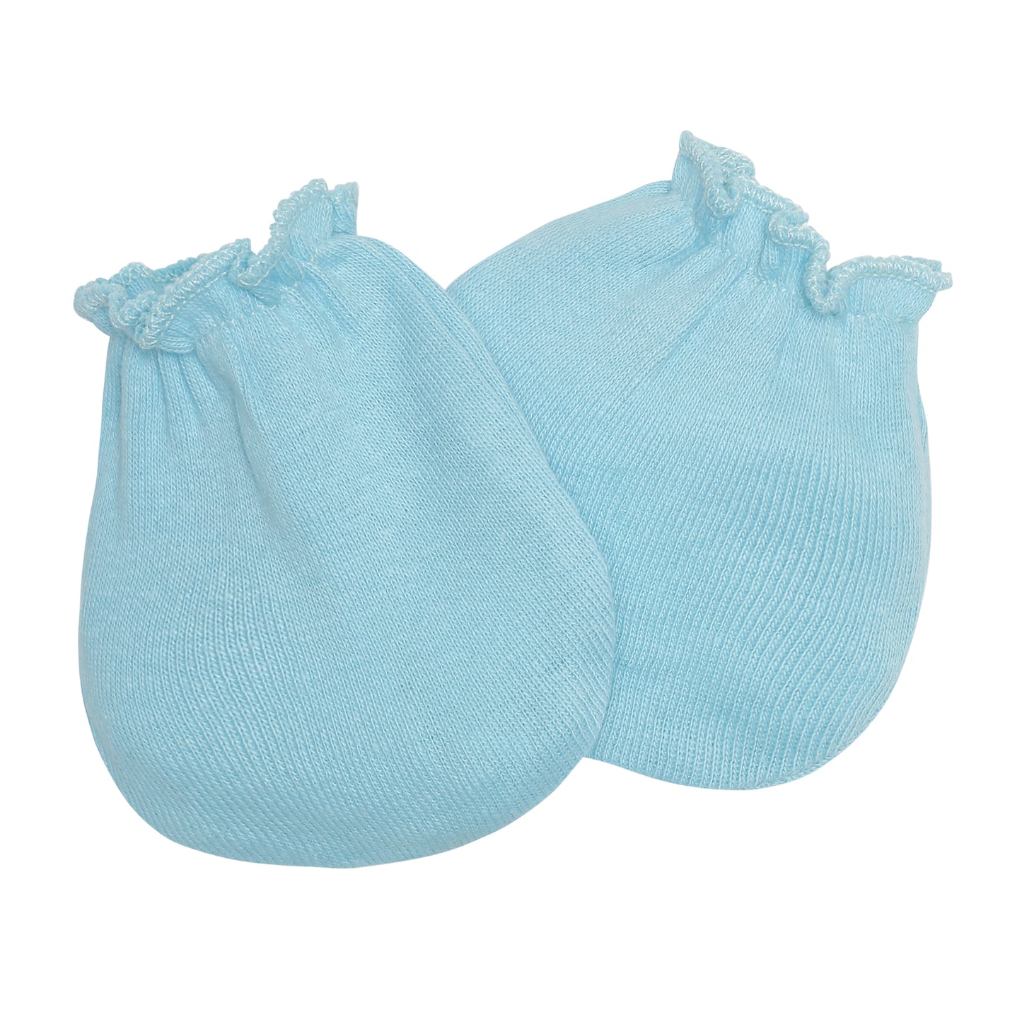 EVERYDAY KIDS 4 Pack of Baby No Scratch Mitten Pairs for Newborns and 4 Pack Baby Boy Hats; Newborn Hats for Boys in Light and Dark Solid Blue and Prints with Stripes and Woodland Fox and Bear Animals
