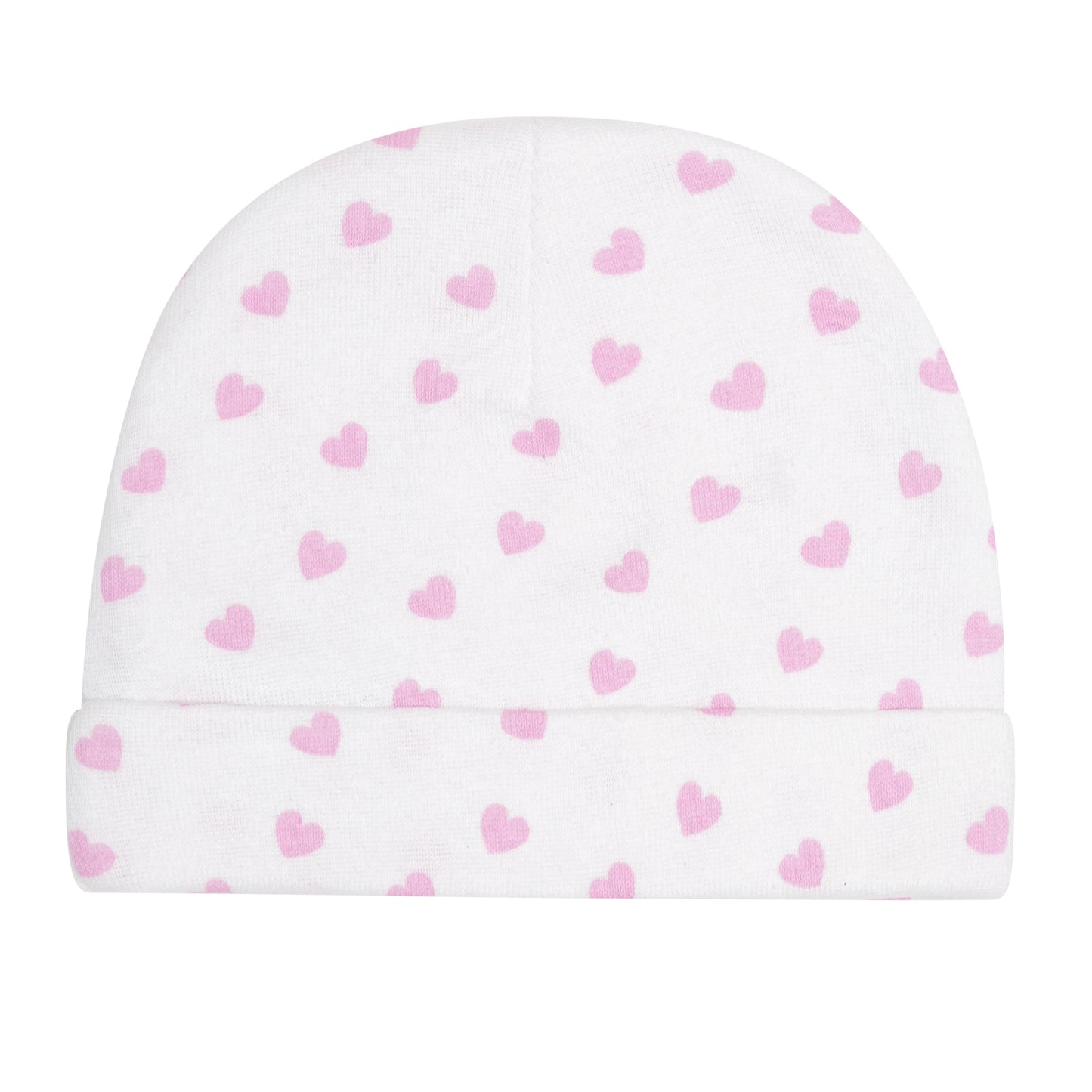 EVERYDAY KIDS 4 Pack of Baby No Scratch Mitten Pairs for Newborns and 4 Pack Baby Girl Hats; Newborn Hats for Girls in Light and Dark Solid Pink and Prints with Hearts and Celestial Stars, Clouds and Moons