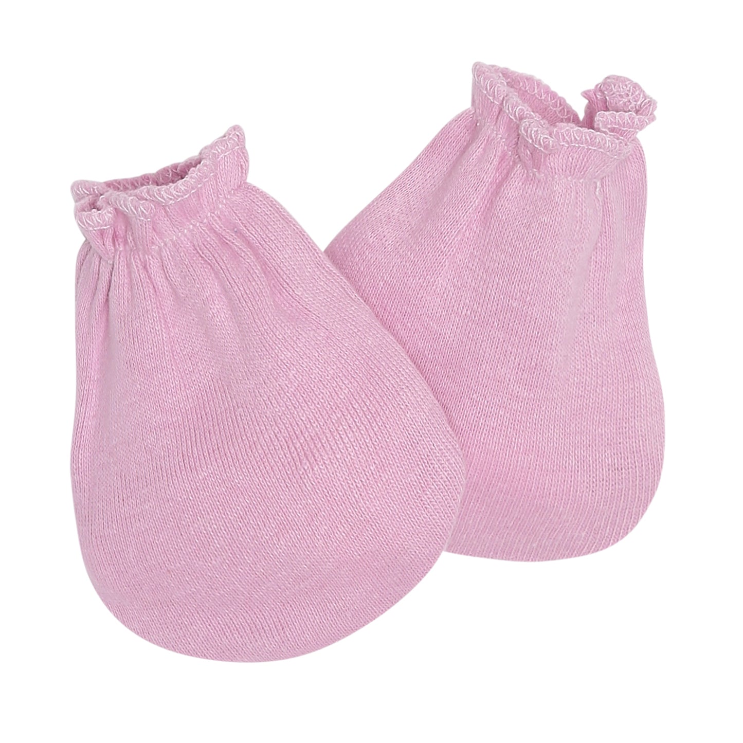 EVERYDAY KIDS 4 Pack of Baby No Scratch Mitten Pairs for Newborns and 4 Pack Baby Girl Hats; Newborn Hats for Girls in Light and Dark Solid Pink and Prints with Hearts and Celestial Stars, Clouds and Moons
