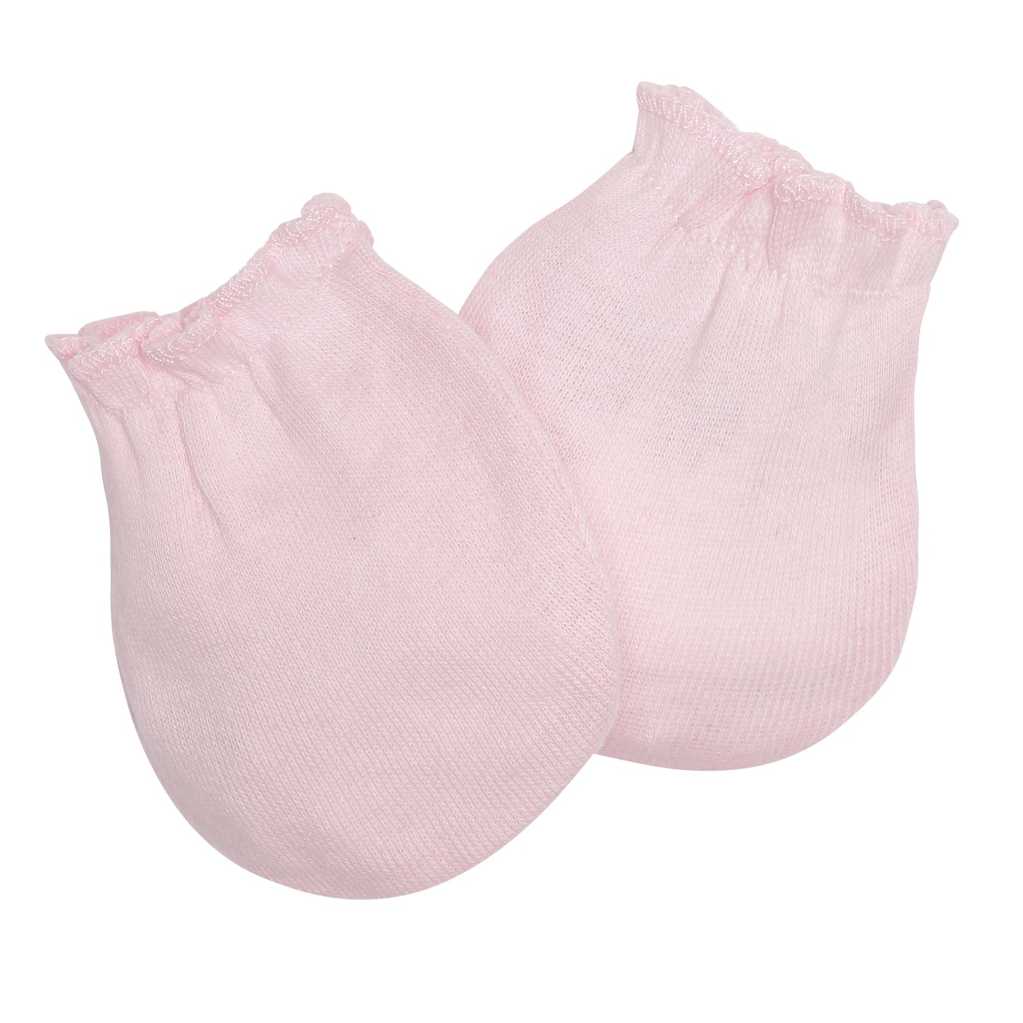 EVERYDAY KIDS 4 Pack of Baby No Scratch Mitten Pairs for Newborns and 4 Pack Baby Girl Hats; Newborn Hats for Girls in Light and Dark Solid Pink and Prints with Polka Dots and Owls and Fox Animals