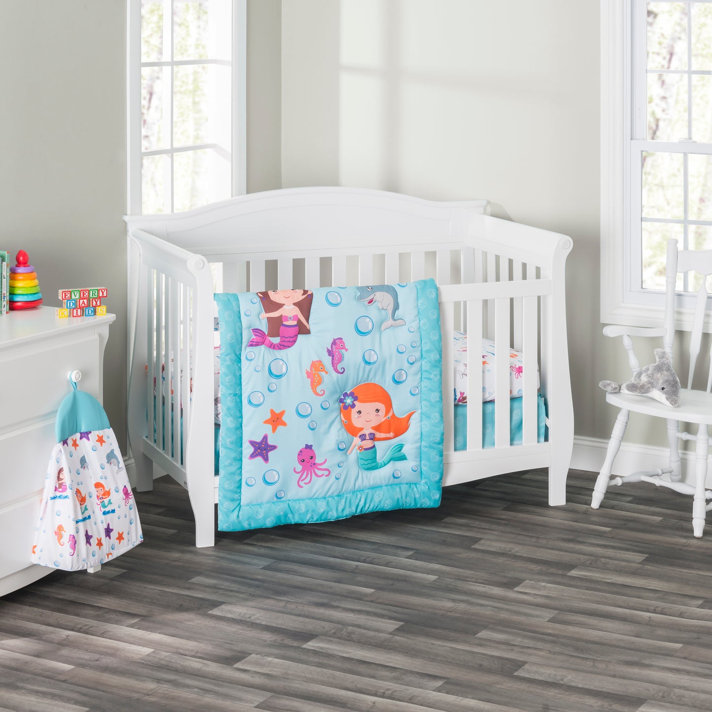 3 Piece Girls Crib Bedding Set - Mermaid Adventures