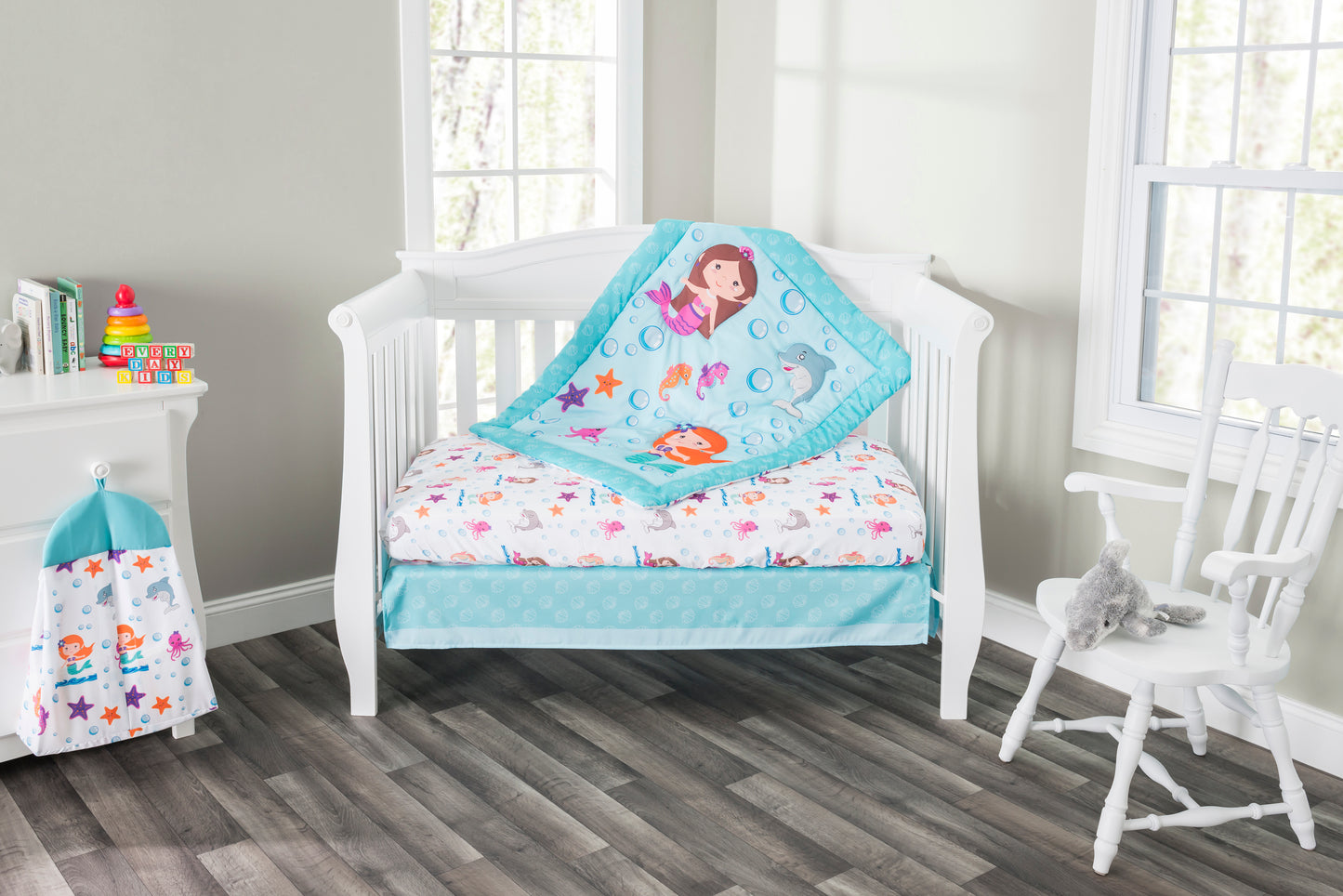3 Piece Girls Crib Bedding Set - Mermaid Adventures