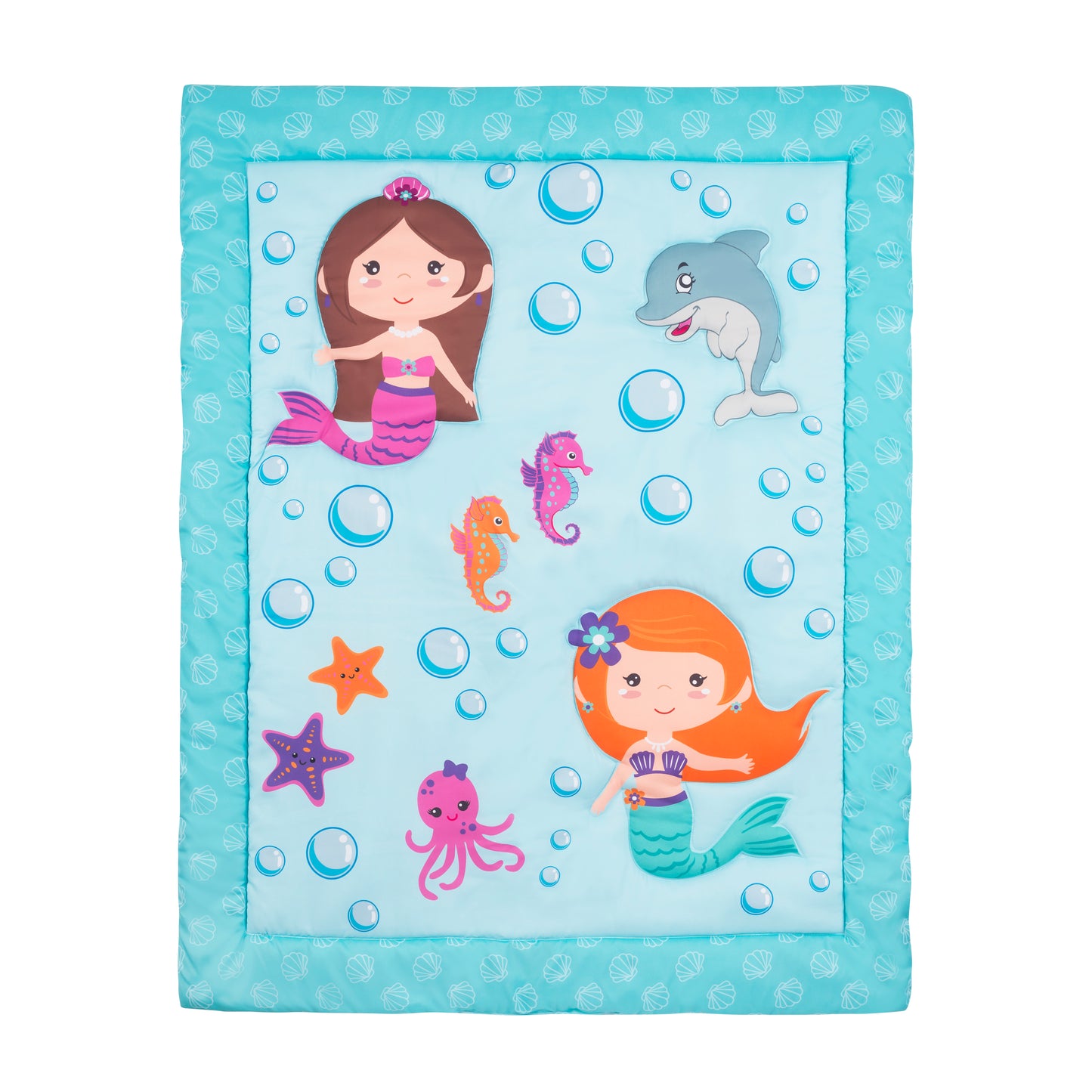 3 Piece Girls Crib Bedding Set - Mermaid Adventures