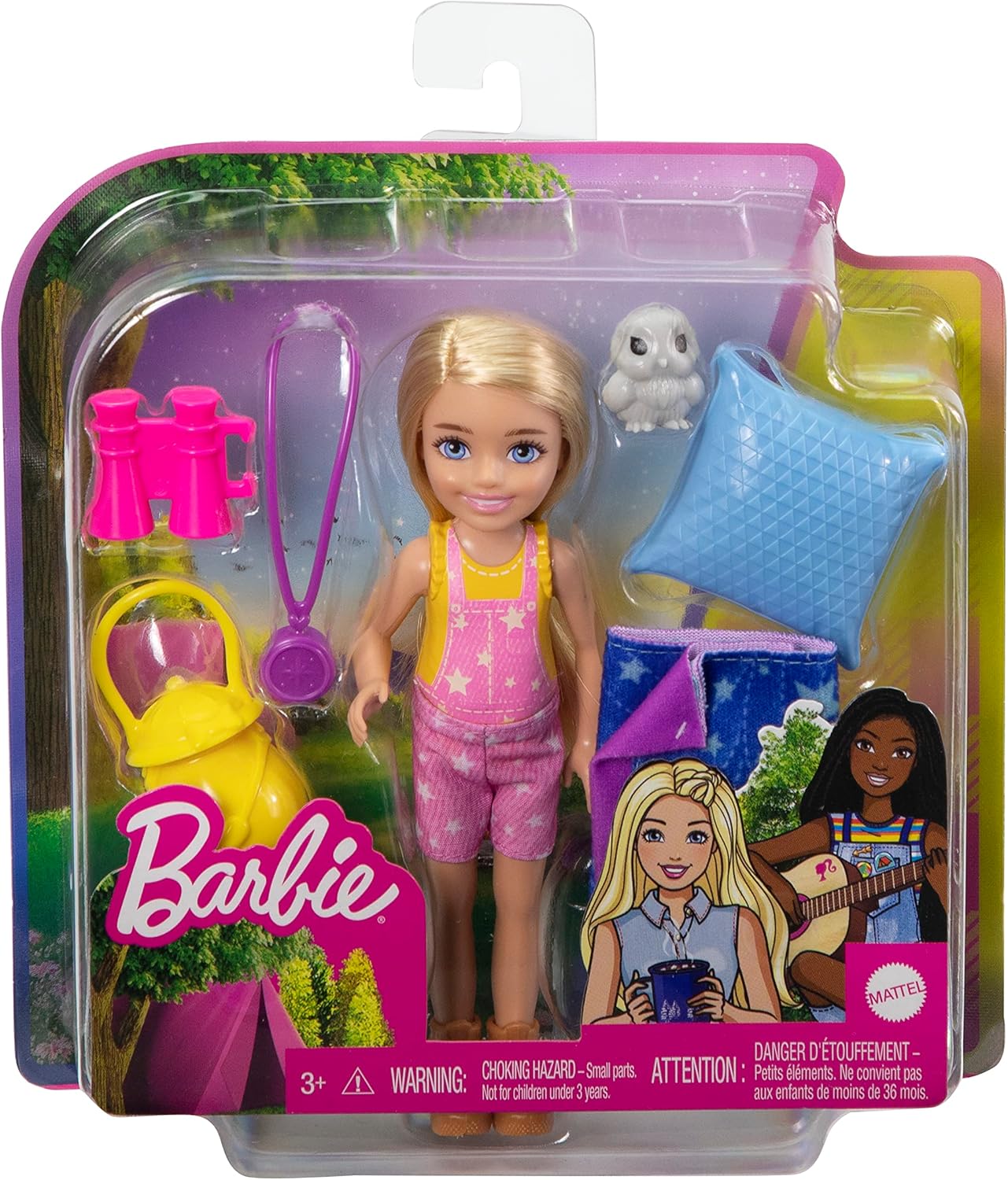 Barbie Camping Chelsea Doll and Accessories Set, Blonde Doll with Tent, Lantern, Binoculars, and Outdoor Play Pieces