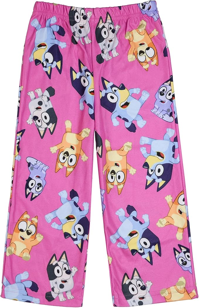 Bluey Toddler Girls Pink Two-Piece Button-Front Pajama Set with Long Sleeves and Elastic Waist Pants, Character Print, Sizes 2T-4T
