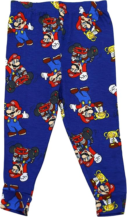 Super Mario Boys 2-Piece Pajama Set, Short Sleeve T-Shirt and Pants Sleepwear Pack, Royal Blue
