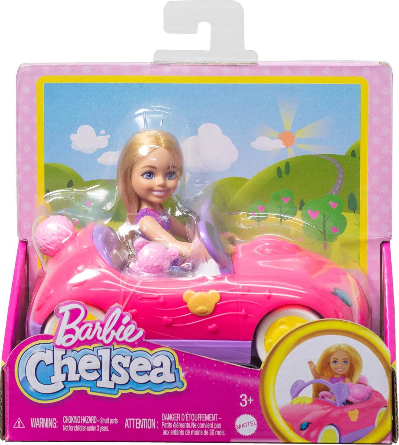 Barbie Chelsea Doll with Pink Convertible Car, Travel Playset