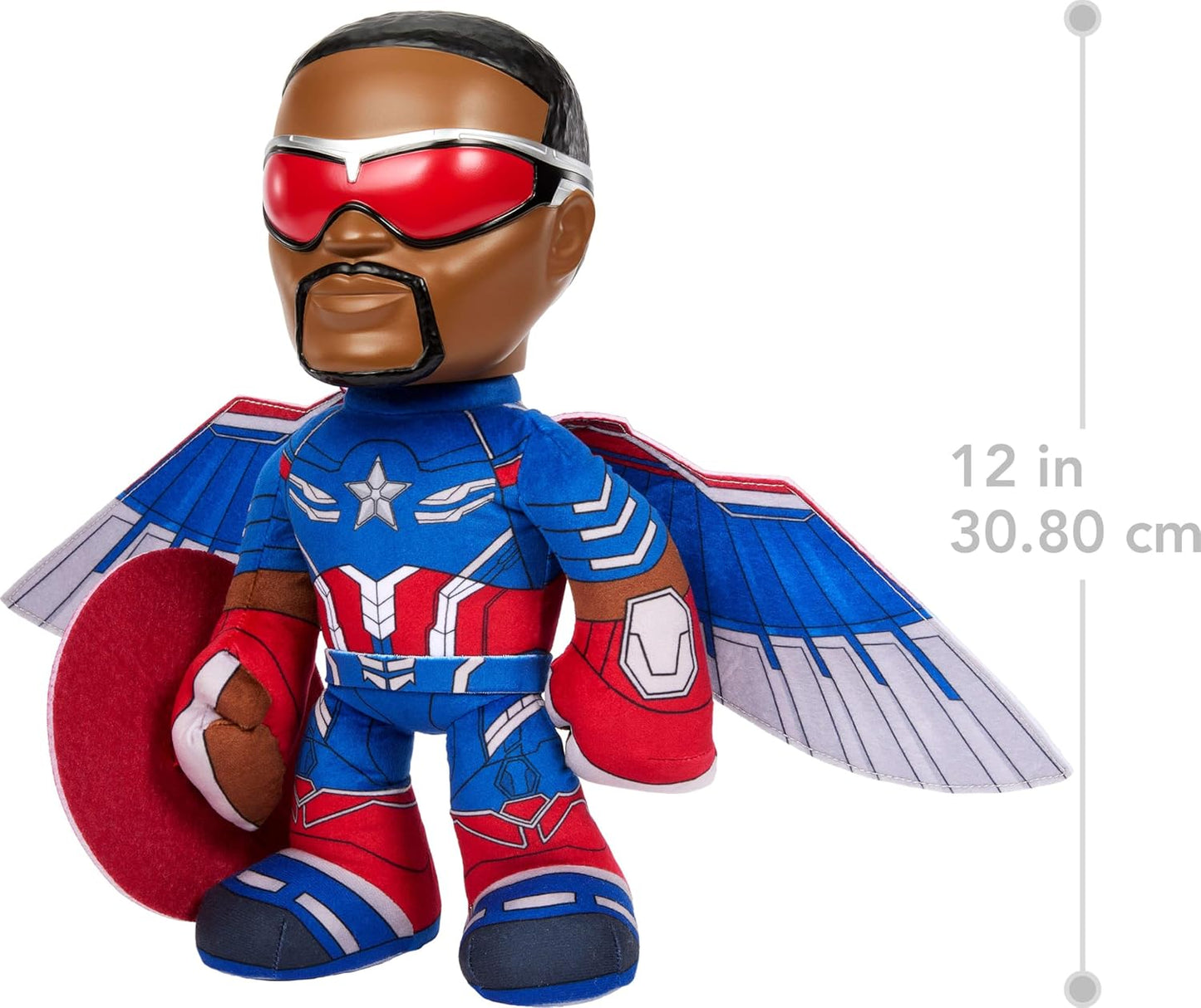 Marvel Captain America Sam Wilson Plush Figure – Brave the World Soft Hero Doll with Shield & Wings