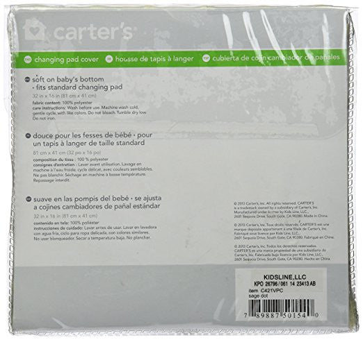 Carters Super Soft Dot Changing Pad Cover, Sage