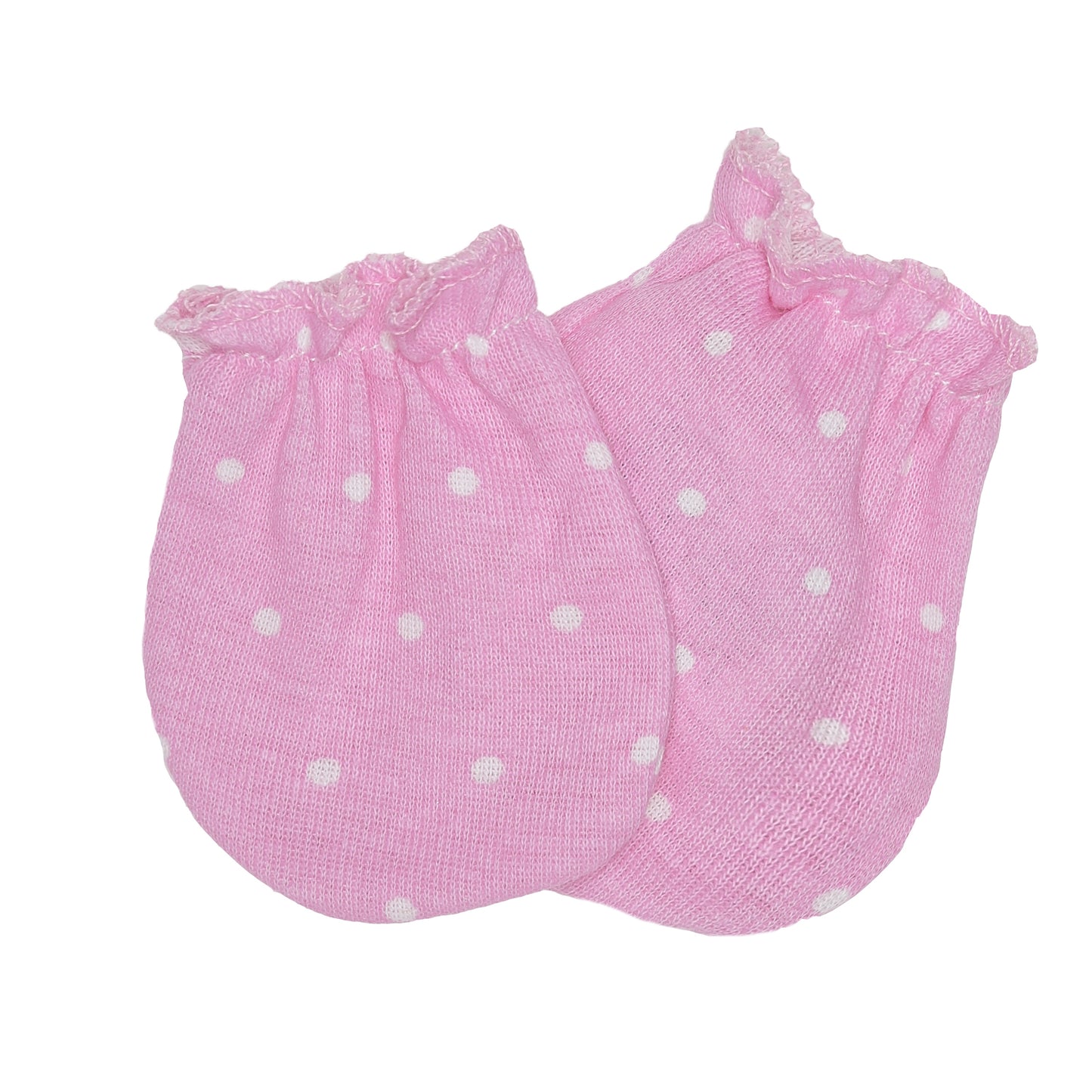 EVERYDAY KIDS 4 Pack of Baby No Scratch Mitten Pairs for Newborns and 4 Pack Baby Girl Hats; Newborn Hats for Girls in Light and Dark Solid Pink and Prints with Polka Dots and Owls and Fox Animals