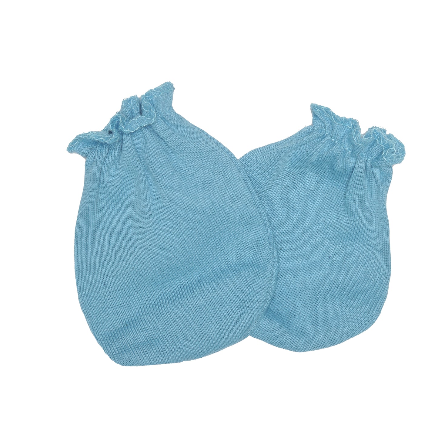 EVERYDAY KIDS 4 Pack of Baby No Scratch Mitten Pairs for Newborns and 4 Pack Baby Boy Hats; Newborn Hats for Boys in Light and Dark Solid Blue and Prints with Beach Whales and Celestial Stars