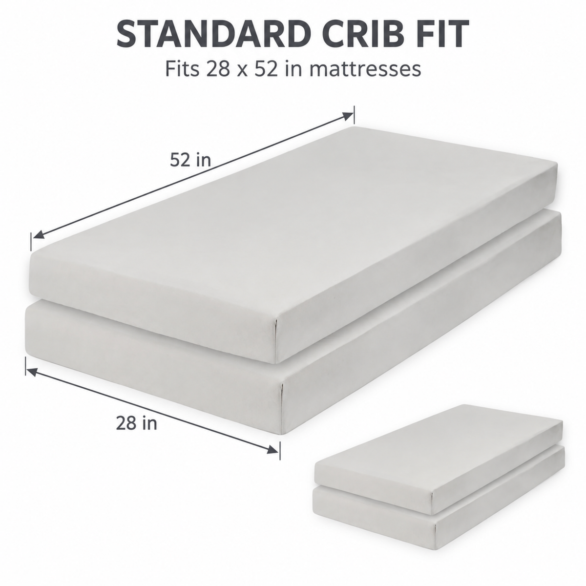Everyday Kids Solid Fitted Crib Sheet Set, Soft Microfiber Nursery Mattress Sheets, Gray, 2-Pack