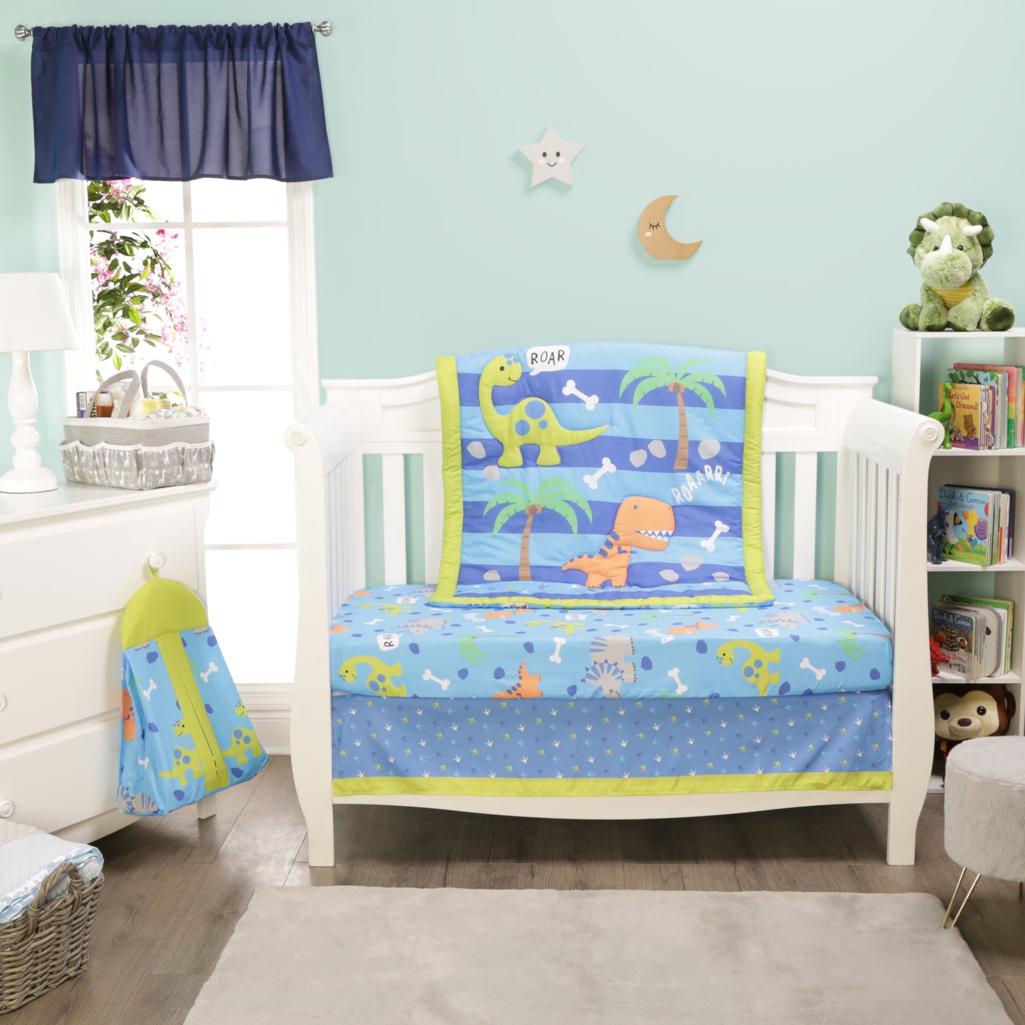 4 Piece Girls Crib Bedding Set - Dinosaurs