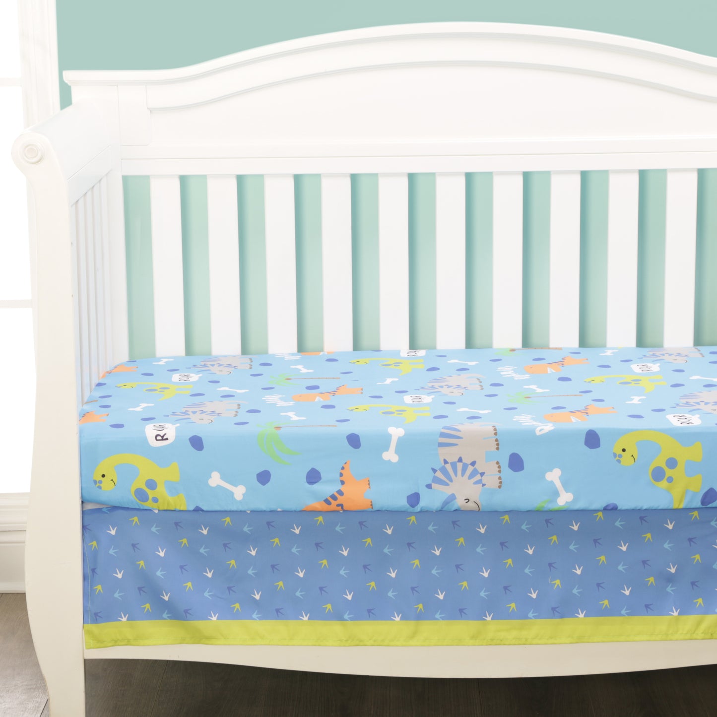 4 Piece Girls Crib Bedding Set - Dinosaurs