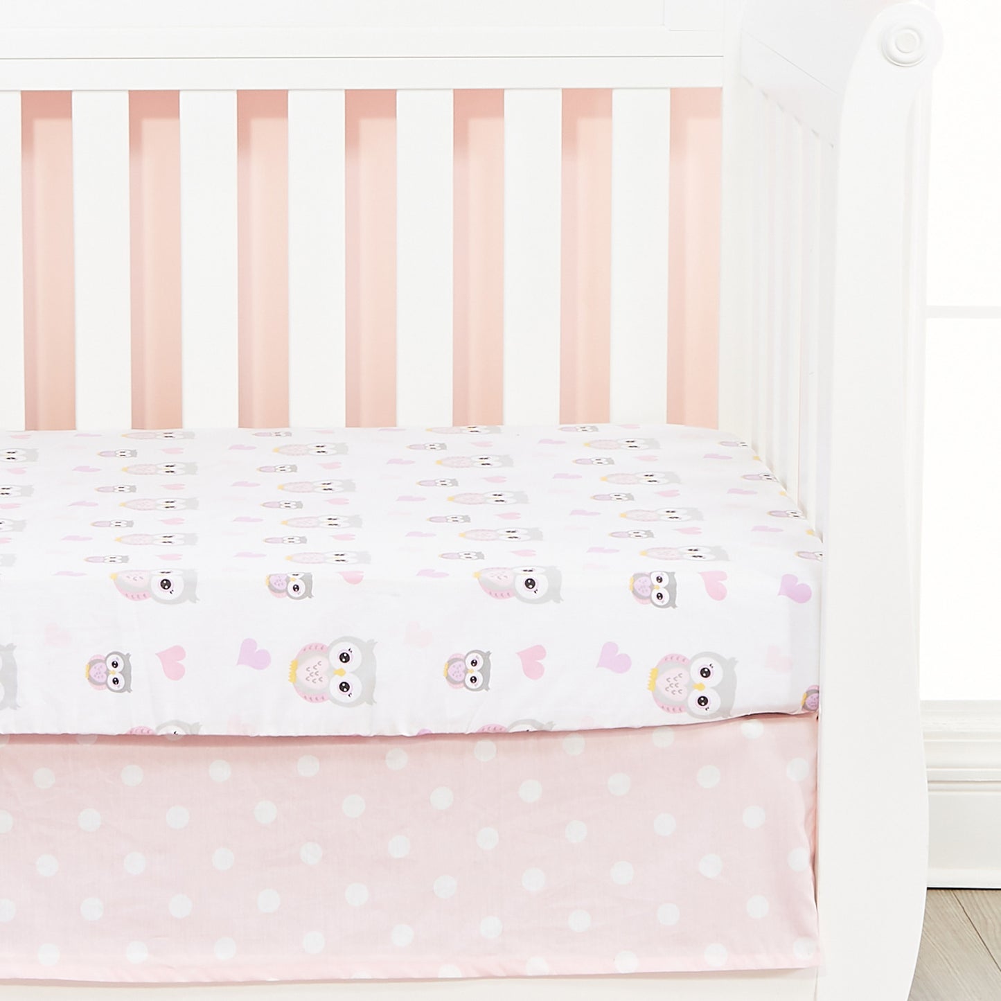 4 Piece Girls Crib Bedding Set - Woodland Owls