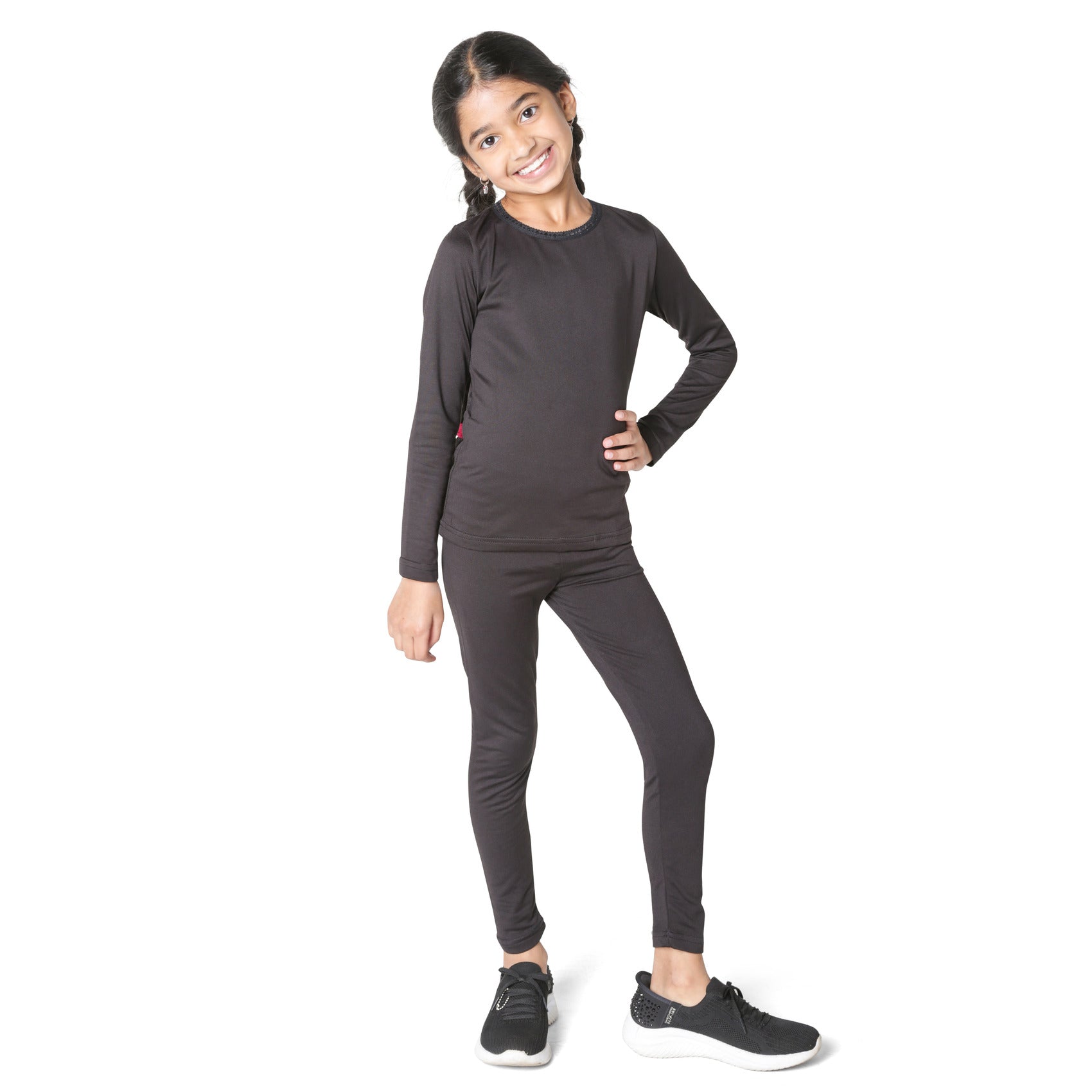 Girls Black Thermal Top and Bottom Underwear Set – Everyday Kids