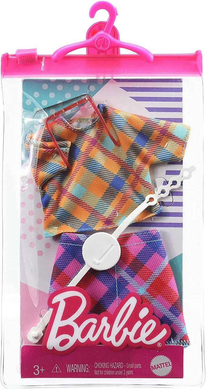 Barbie Multi-Colored Plaid Crop Top & Mini Skirt Fashion Pack