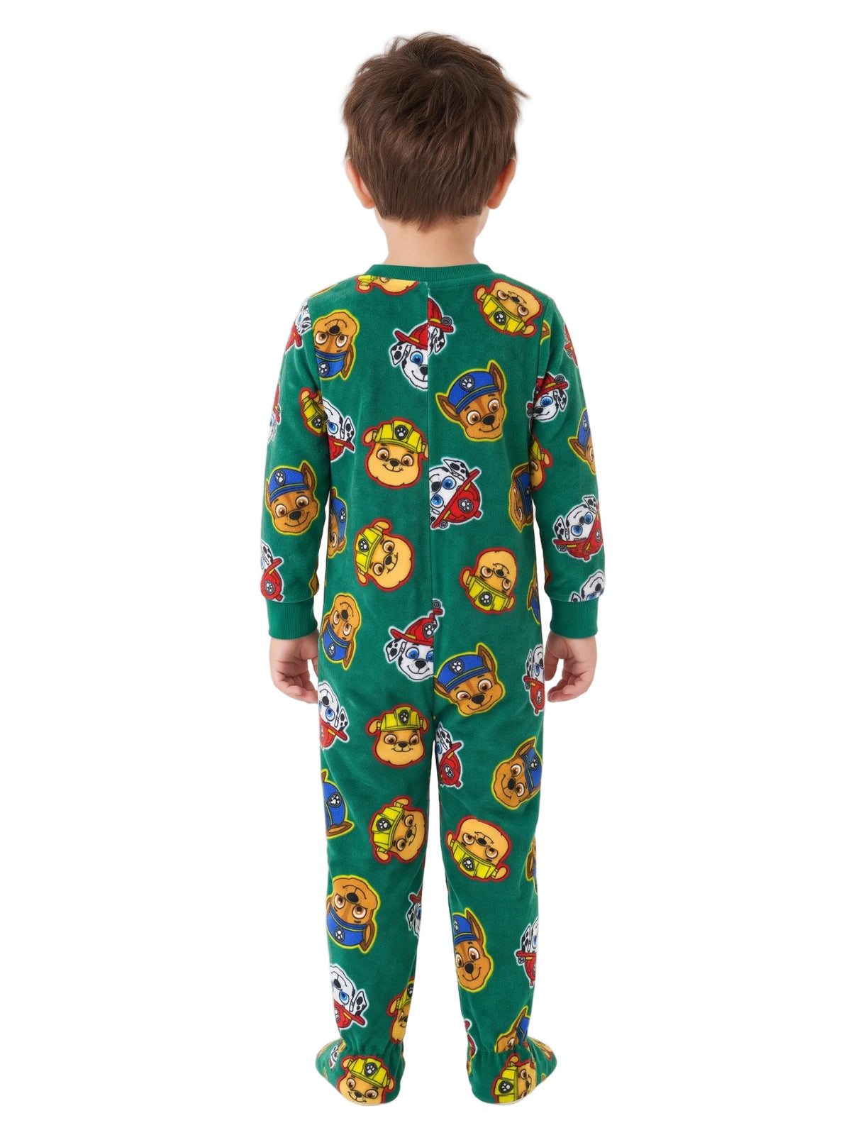 PAW Patrol Toddler Boys Footed Fleece Sleeper Pajamas with Front Zipper, Green, Size 3T, Chase Marshall Rubble Character Print Size 3T