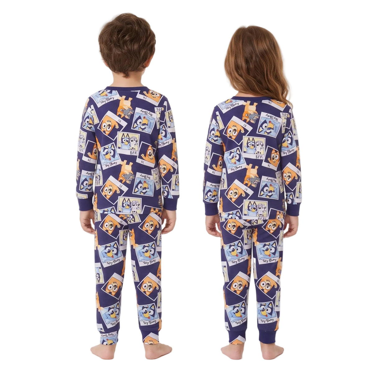 Bluey Unisex Toddler Pajama Set Long Sleeve Top and Jogger Pants Snapshot Print Unisex Sleepwear Sizes 12M to 4T