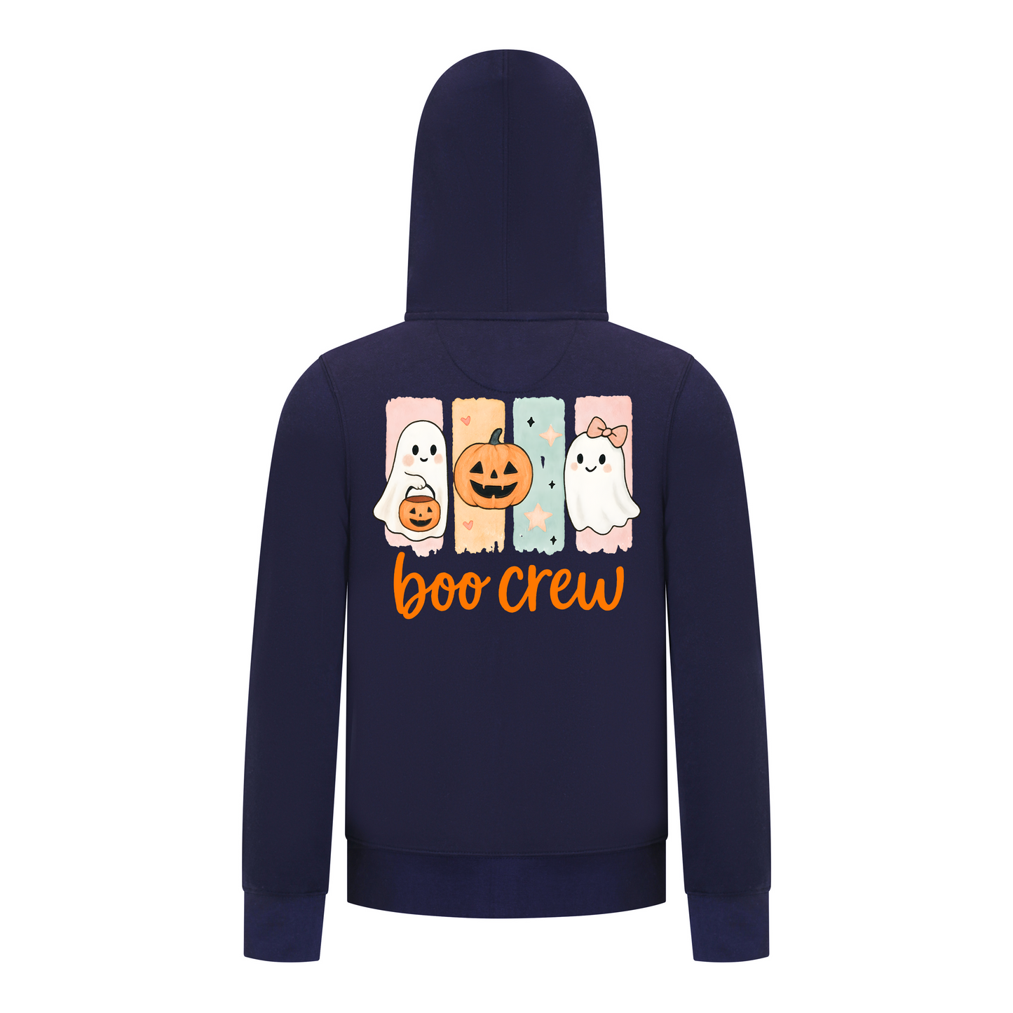 Everyday Kids “Boo Crew” Halloween Zip Up Hoodie – Cute Ghosts and Pumpkins – Cozy Fall Sweatshirt for Girls, Navy
