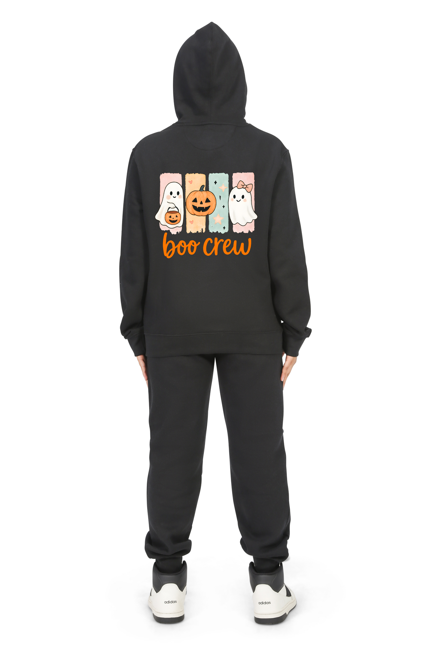 Everyday Kids “Boo Crew” Halloween Zip Up Hoodie – Cute Ghosts and Pumpkins – Cozy Fall Sweatshirt for Girls, Black