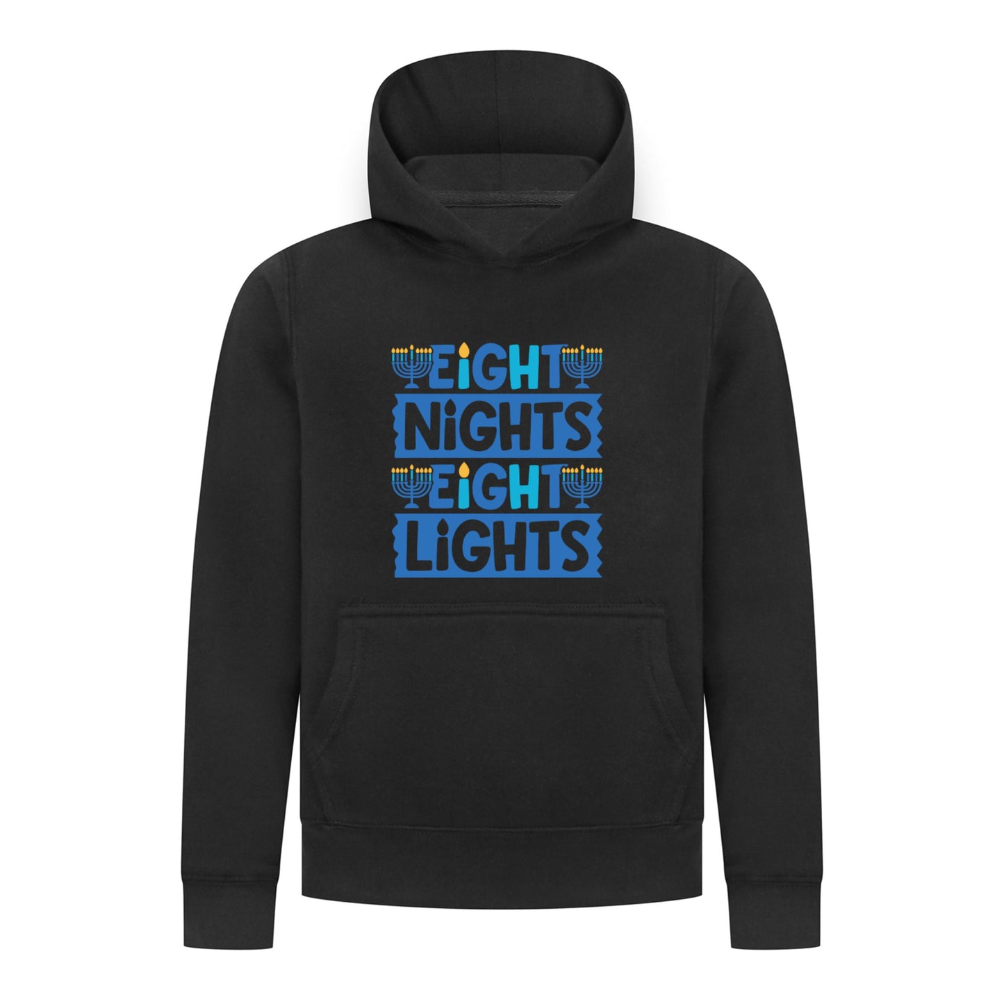 Everyday Kids Hanukkah Collection “Eight Nights Eight Lights” Pullover Hoodie – Holiday Sweatshirt