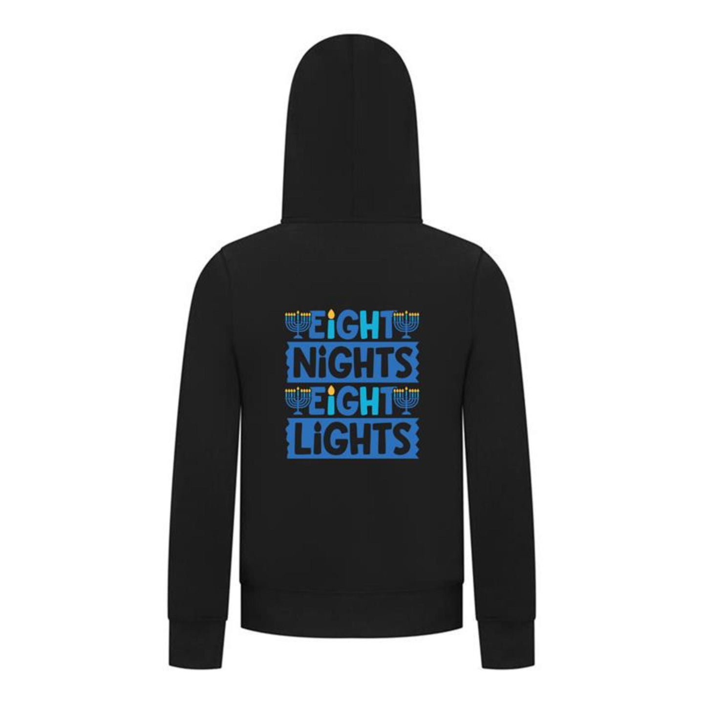 Everyday Kids Hanukkah Collection “Eight Nights Eight Lights” Zip Up Hoodie – Holiday Sweatshirt