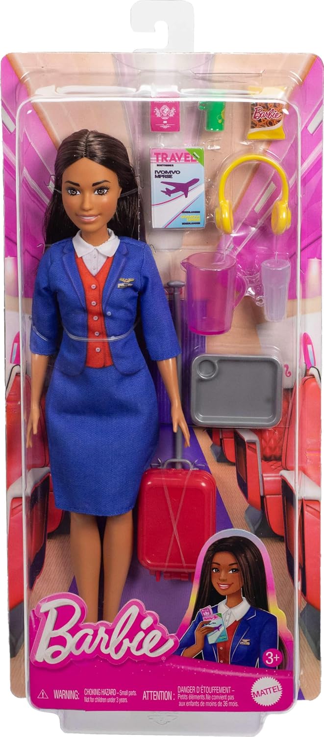 Barbie Hostess Flight Attendant Doll with Travel Accessories Playset