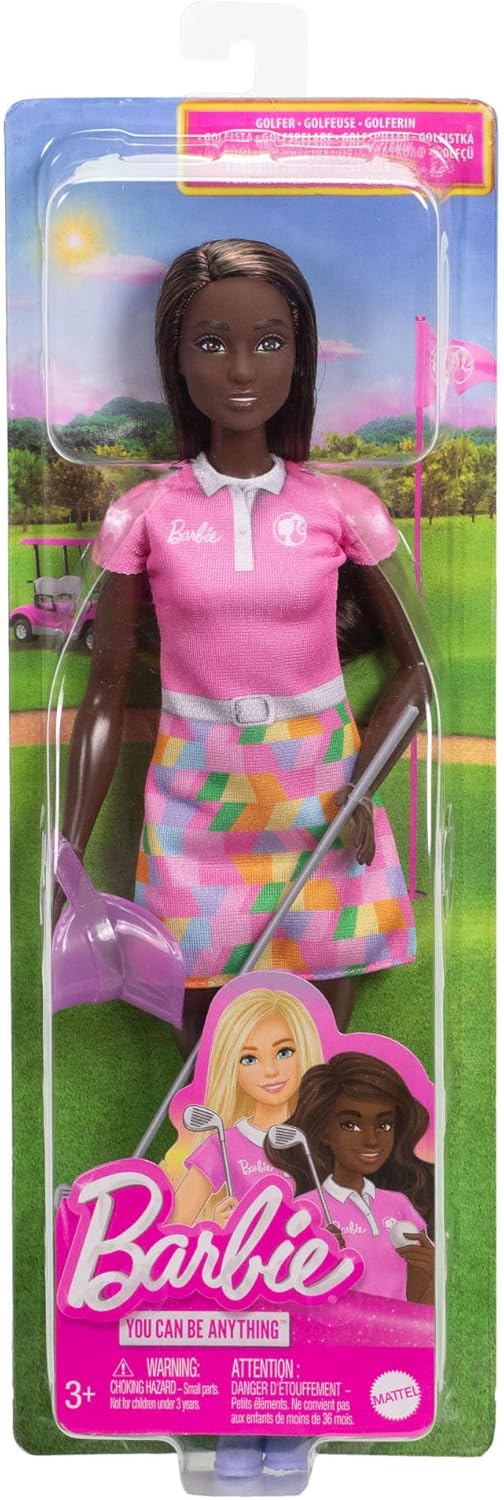 Barbie Golf Player, Brunette, Fashion Doll in Pink Golf Outfit