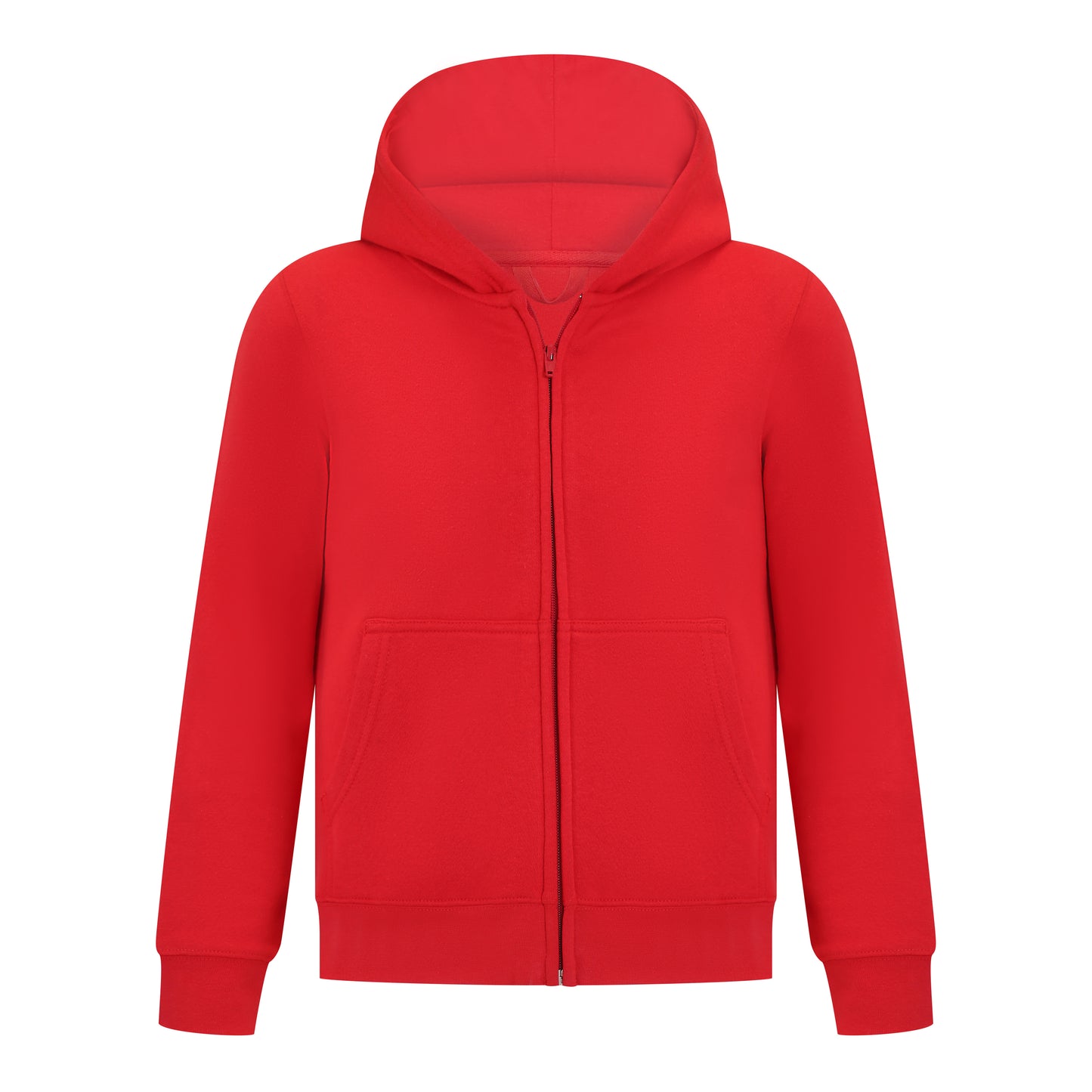 EVERYDAY KIDS Girls Red Zip-Up Hoodie – Soft Fleece Jacket with Hood – All-Season Kids Sweatshirt for School, Play, or Layering