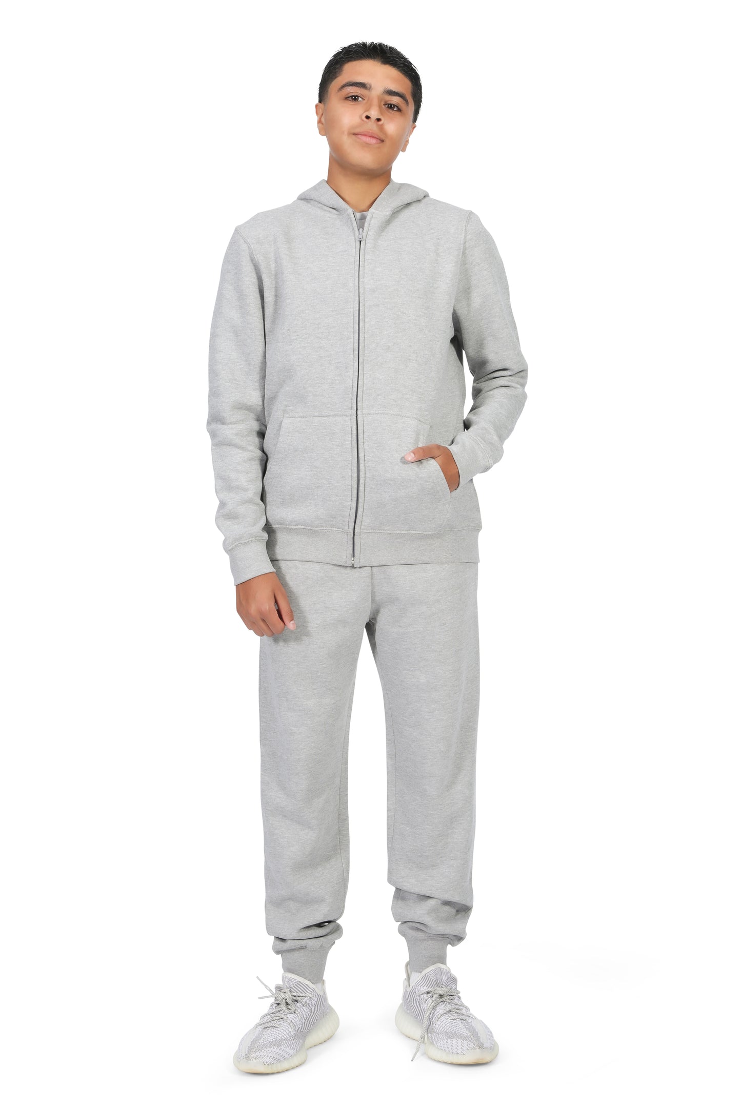 EVERYDAY KIDS Boys Heather Gray Zip-Up Hoodie – Soft Fleece Jacket with Hood – All-Season Kids Sweatshirt for School, Play, or Layering