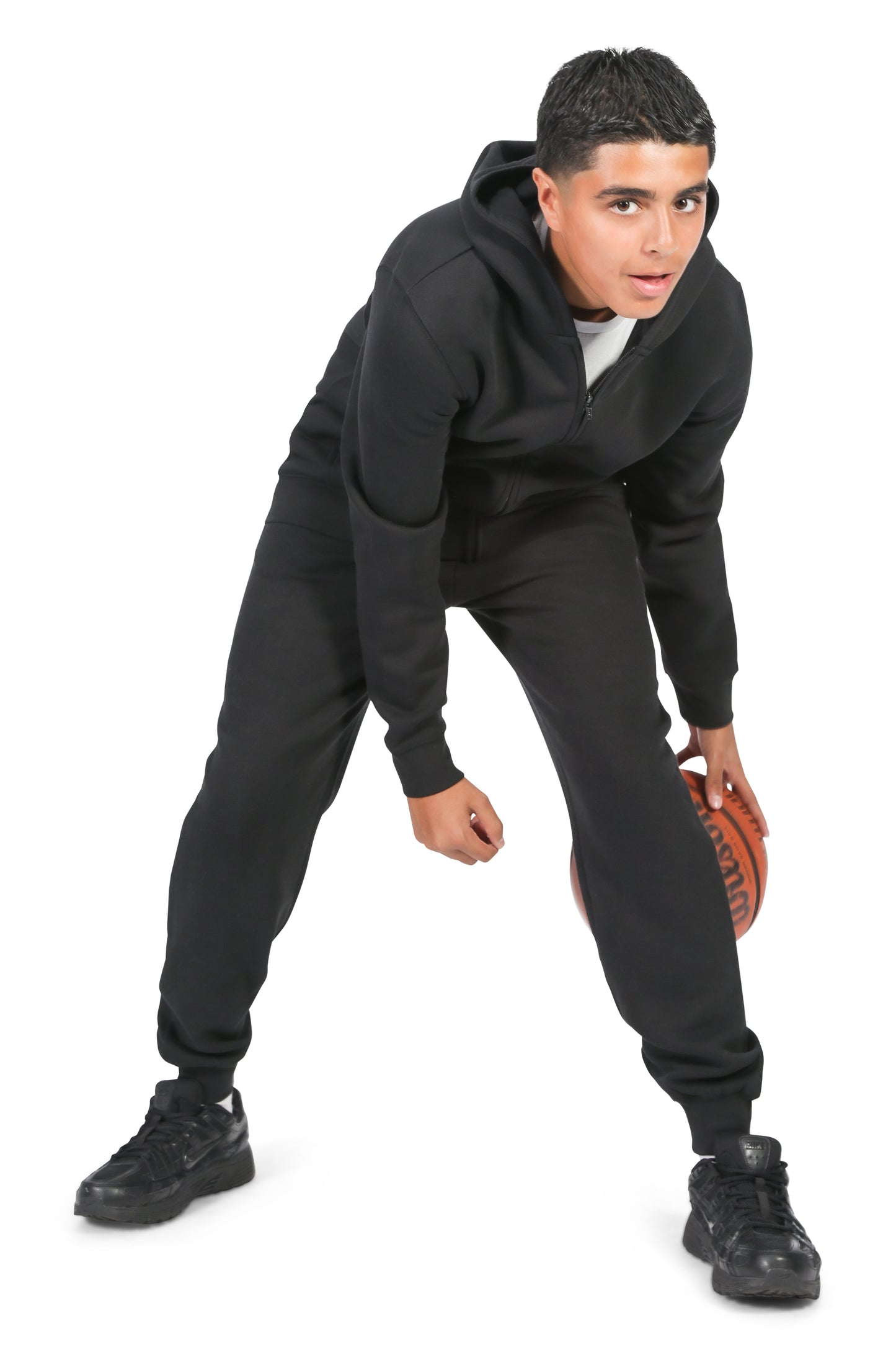 EVERYDAY KIDS Boys Black Zip-Up Hoodie – Soft Fleece Jacket with Hood – All-Season Kids Sweatshirt for School, Play, or Layering