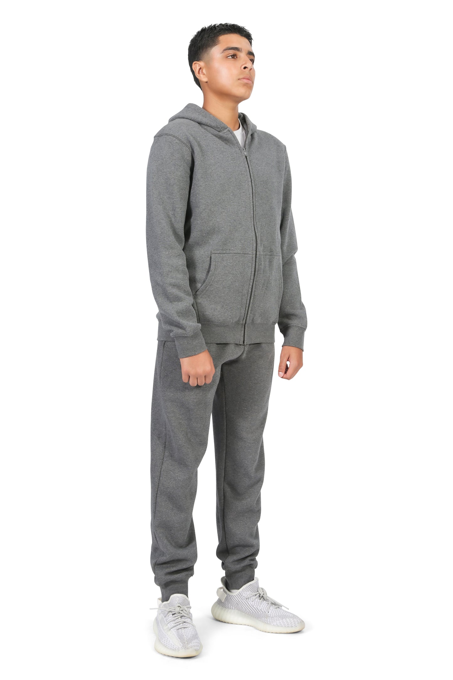 EVERYDAY KIDS Boys Charcoal Gray Zip-Up Hoodie – Soft Fleece Jacket with Hood – All-Season Kids Sweatshirt for School, Play, or Layering