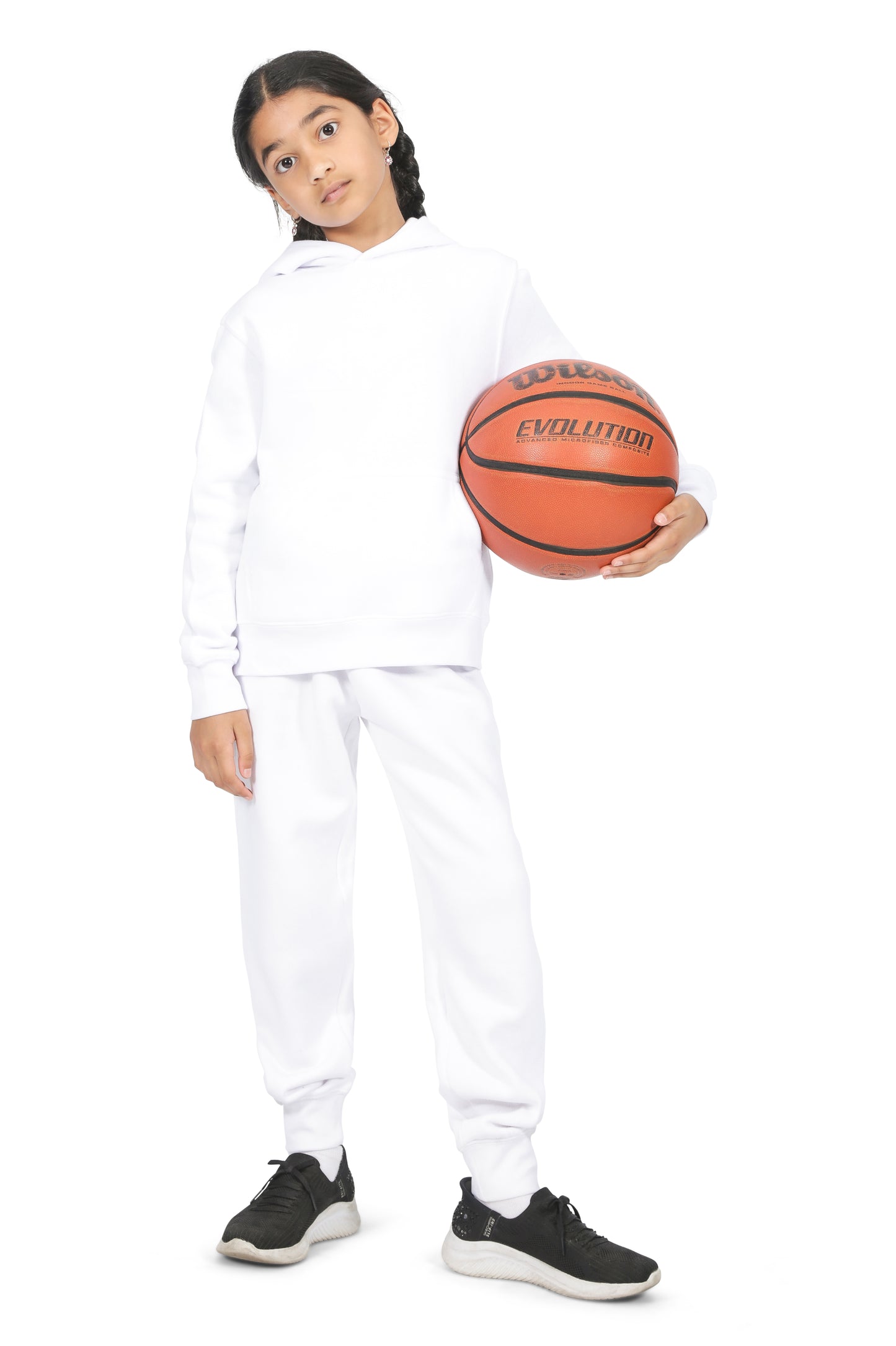 EVERYDAY KIDS All-Season White Pullover Hoodie – Warm Fleece Sweatshirt with Hood – Ideal for School, Outdoor Play, or Travel – Girls Hoodie