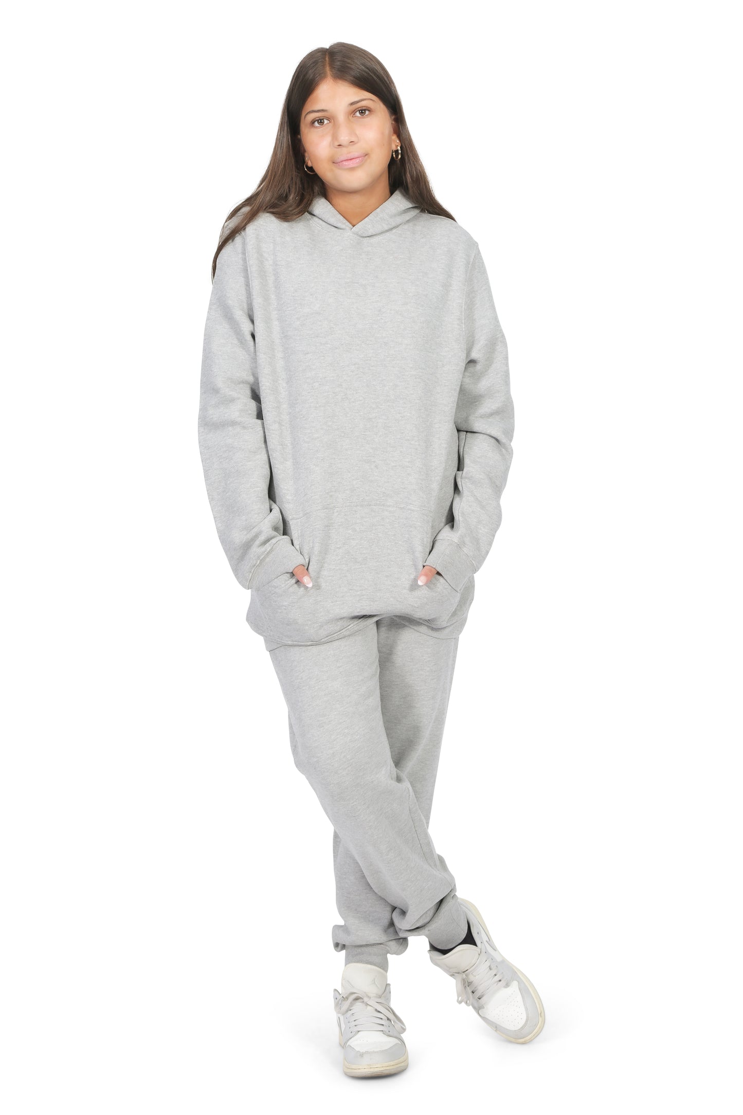 EVERYDAY KIDS All-Season Heather Gray Pullover Hoodie – Warm Fleece Sweatshirt with Hood – Ideal for School, Outdoor Play, or Travel – Girls Hoodie