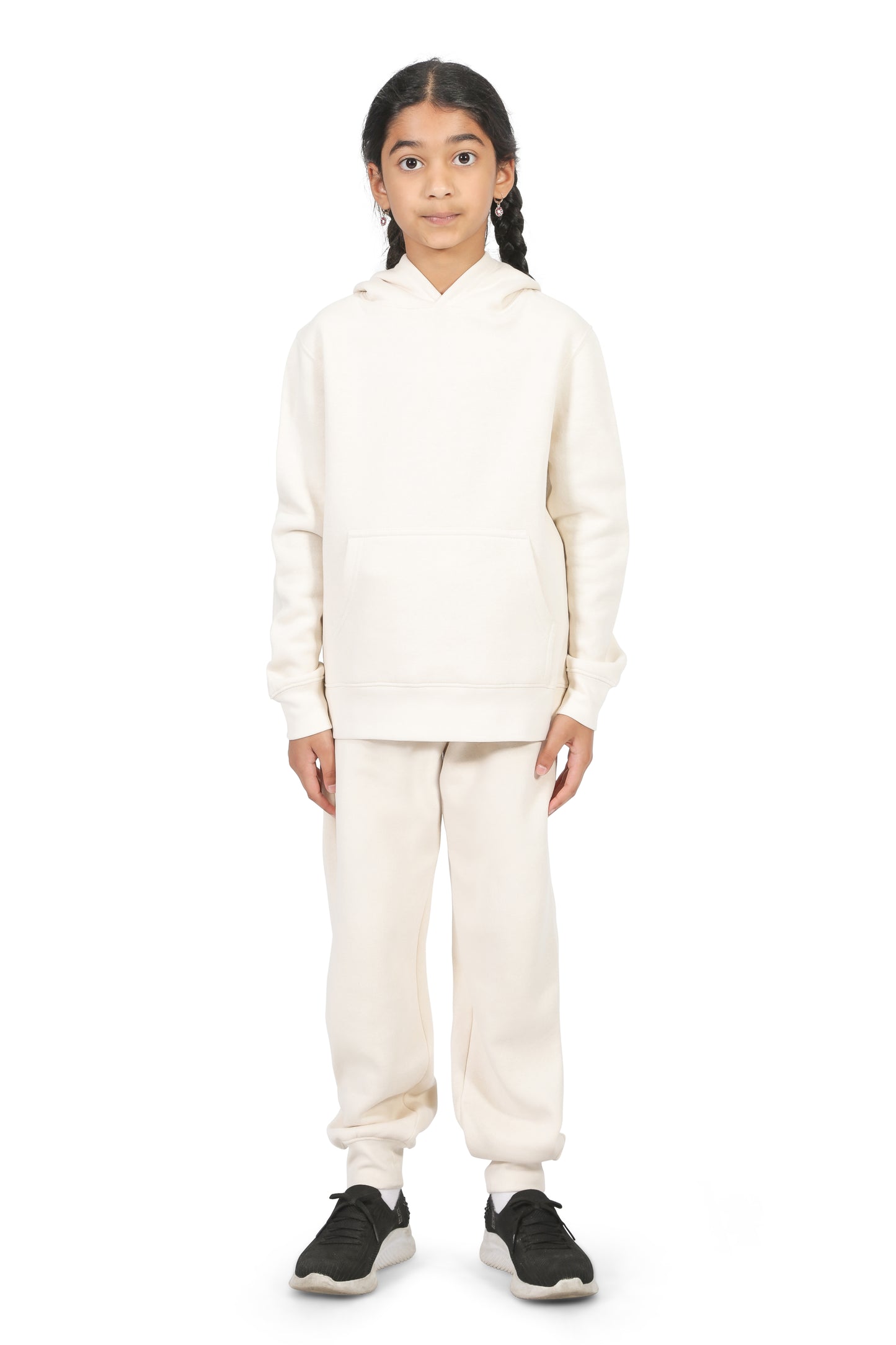 EVERYDAY KIDS All-Season Off-White Pullover Hoodie – Warm Fleece Sweatshirt with Hood – Ideal for School, Outdoor Play, or Travel – Girls Hoodie