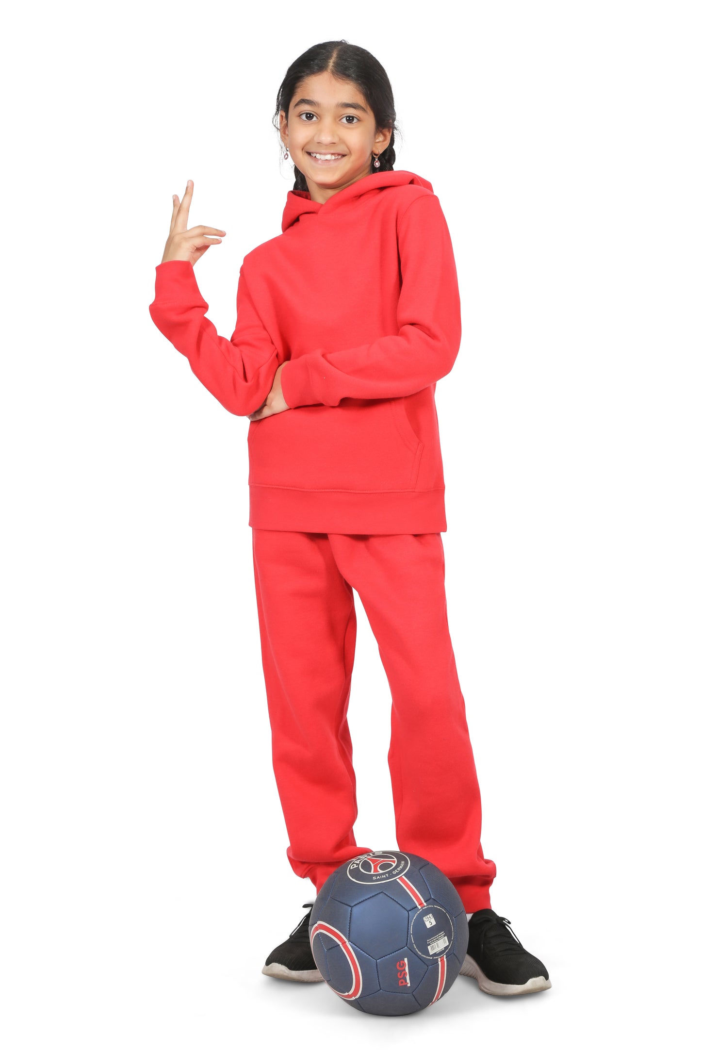 EVERYDAY KIDS All-Season Red Pullover Hoodie – Warm Fleece Sweatshirt with Hood – Ideal for School, Outdoor Play, or Travel – Girls Hoodie